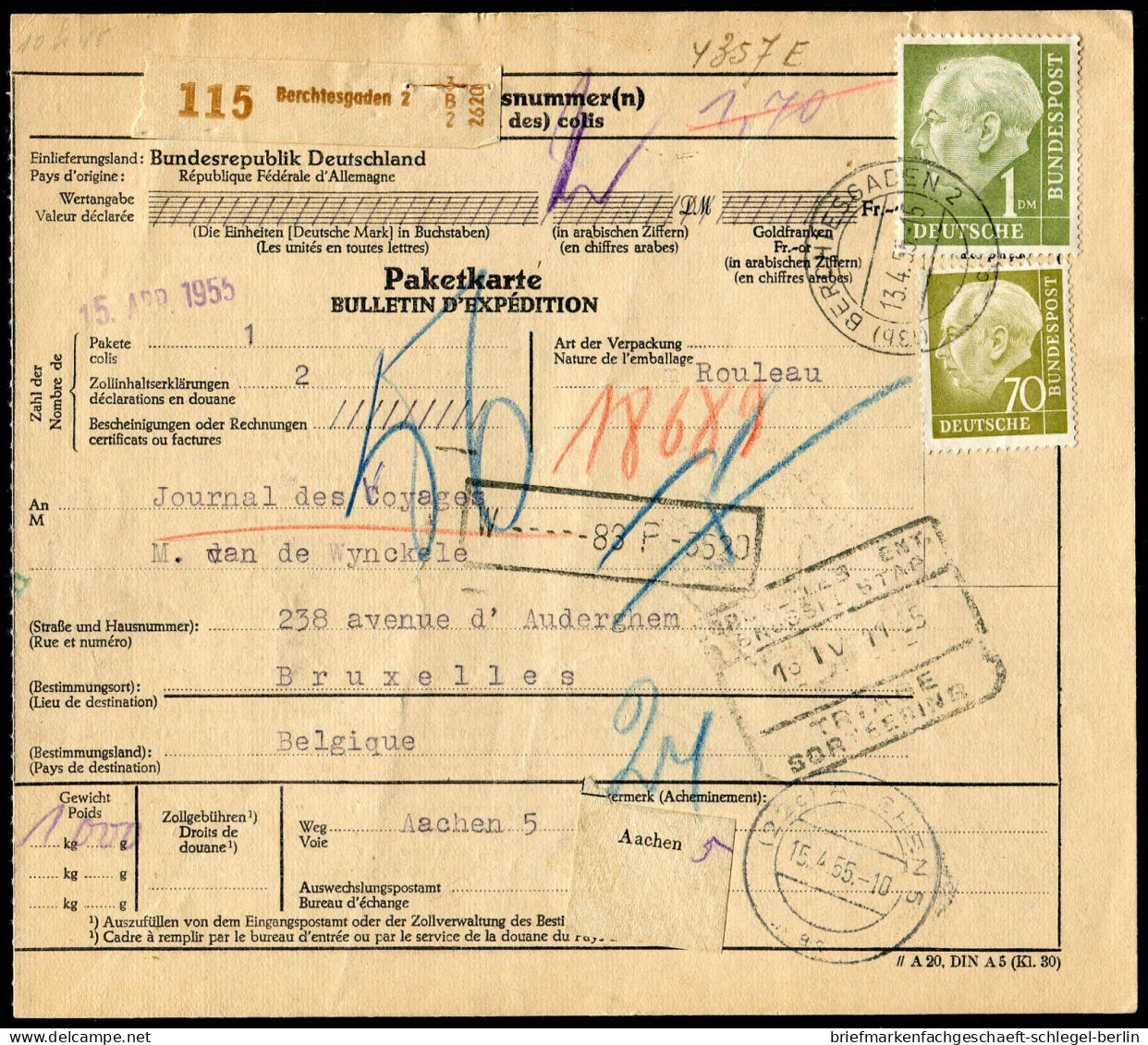 Bundesrepublik Deutschland, 1955, 191 + 194, 186+195,196, Brief - Autres & Non Classés