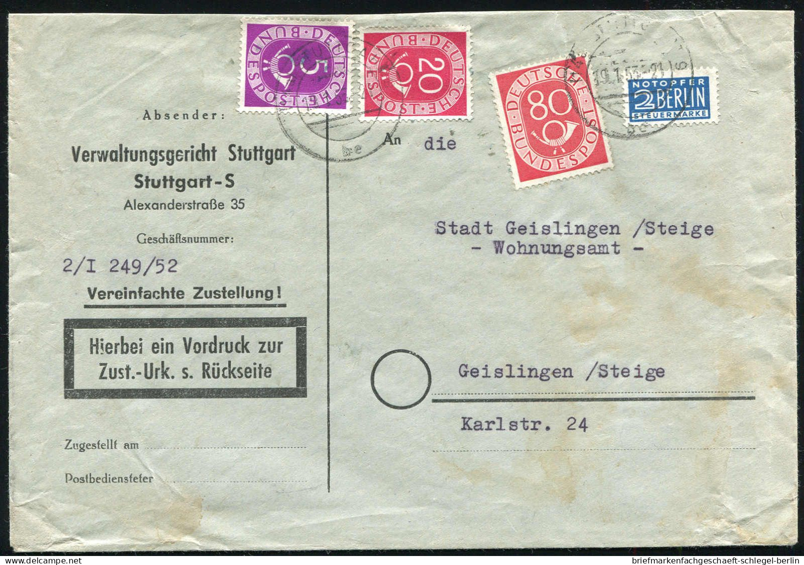 Bundesrepublik Deutschland, 1953, 125,130,137, Brief - Other & Unclassified