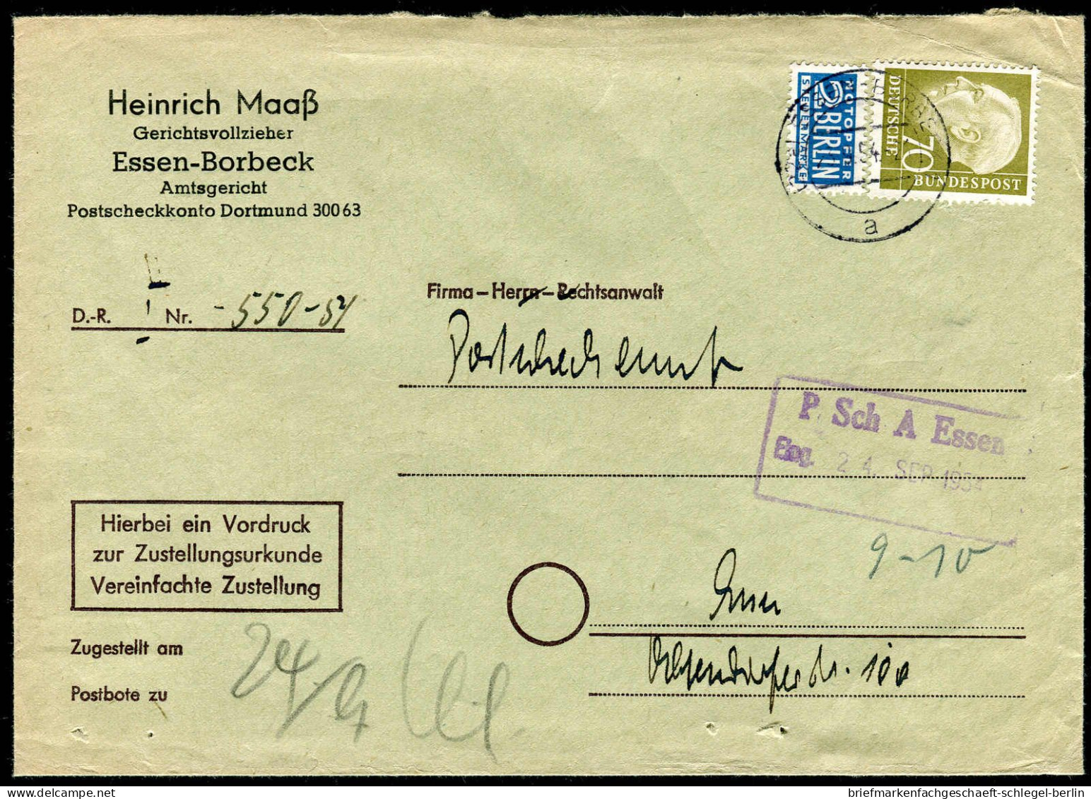 Bundesrepublik Deutschland, 1954, 191 EF, Brief - Autres & Non Classés