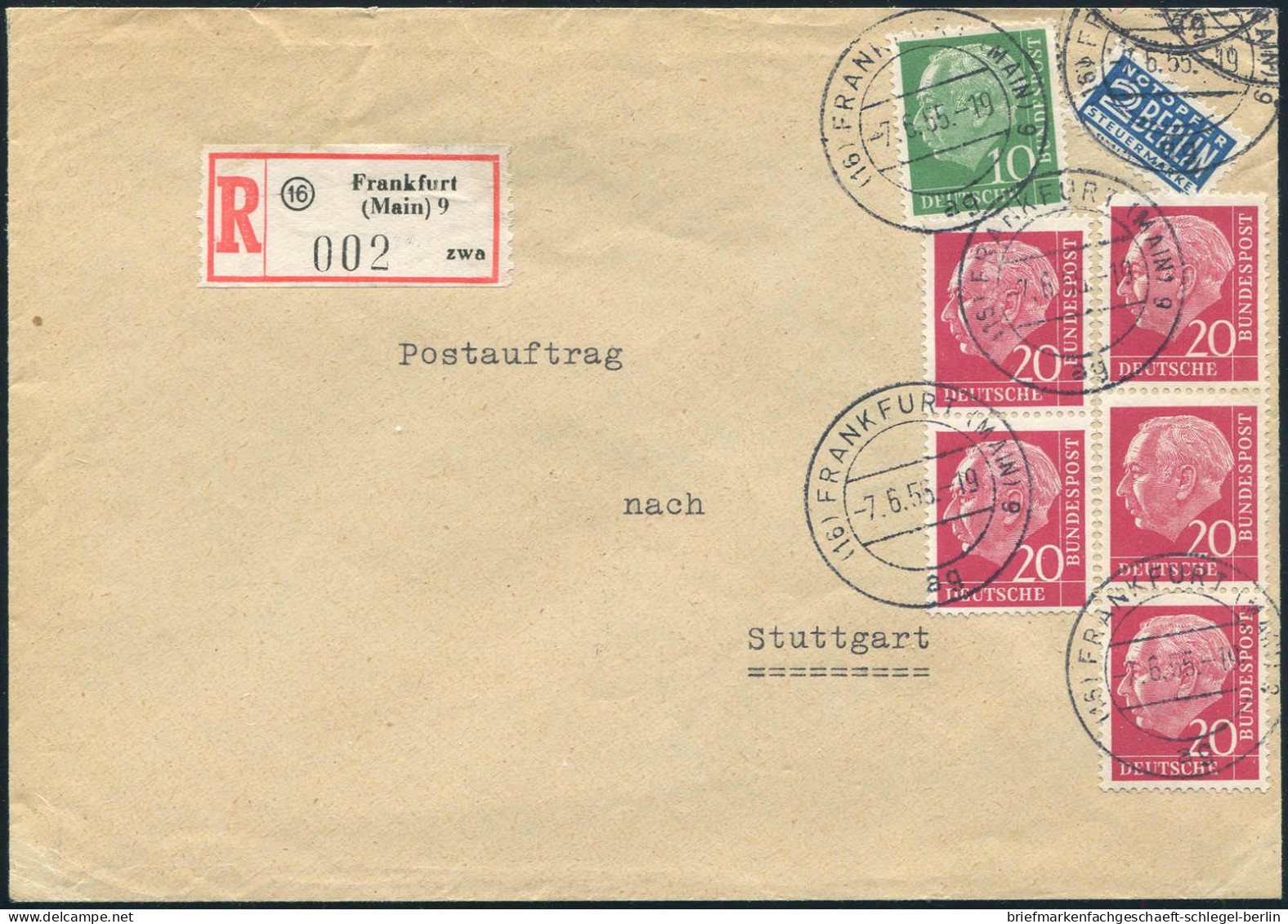 Bundesrepublik Deutschland, 1955, 183 + 185 (5), Brief - Autres & Non Classés