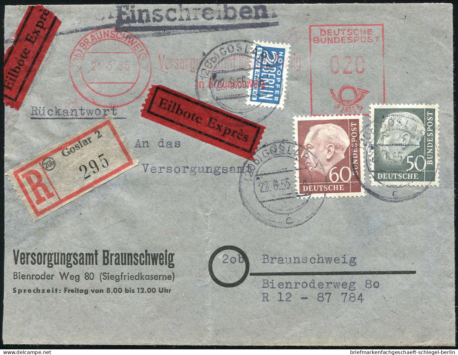 Bundesrepublik Deutschland, 1955, 190,191 189,190 + AFS, Brief - Autres & Non Classés