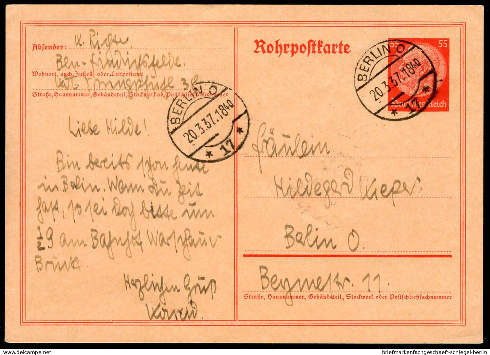 Berliner Postgeschichte, 1937, RP 25, Brief - Autres & Non Classés