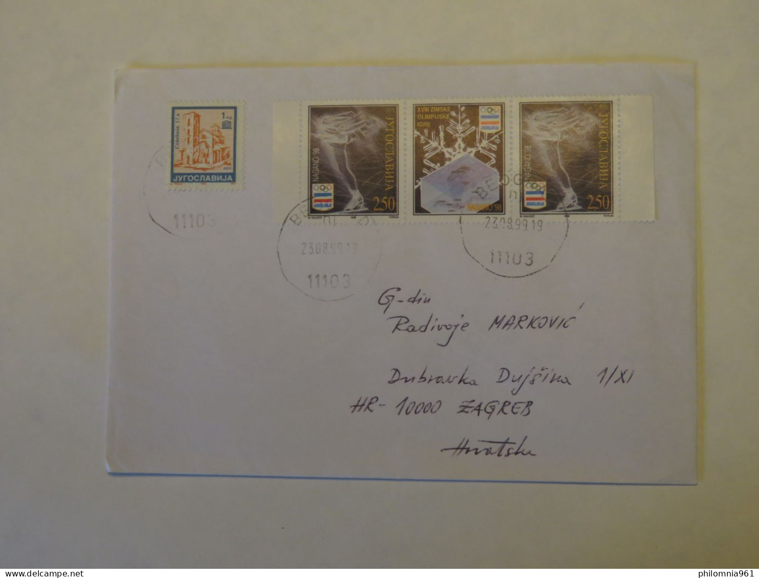 YUGOSLAVIA COVER TO CROATIA 1999 - Other & Unclassified