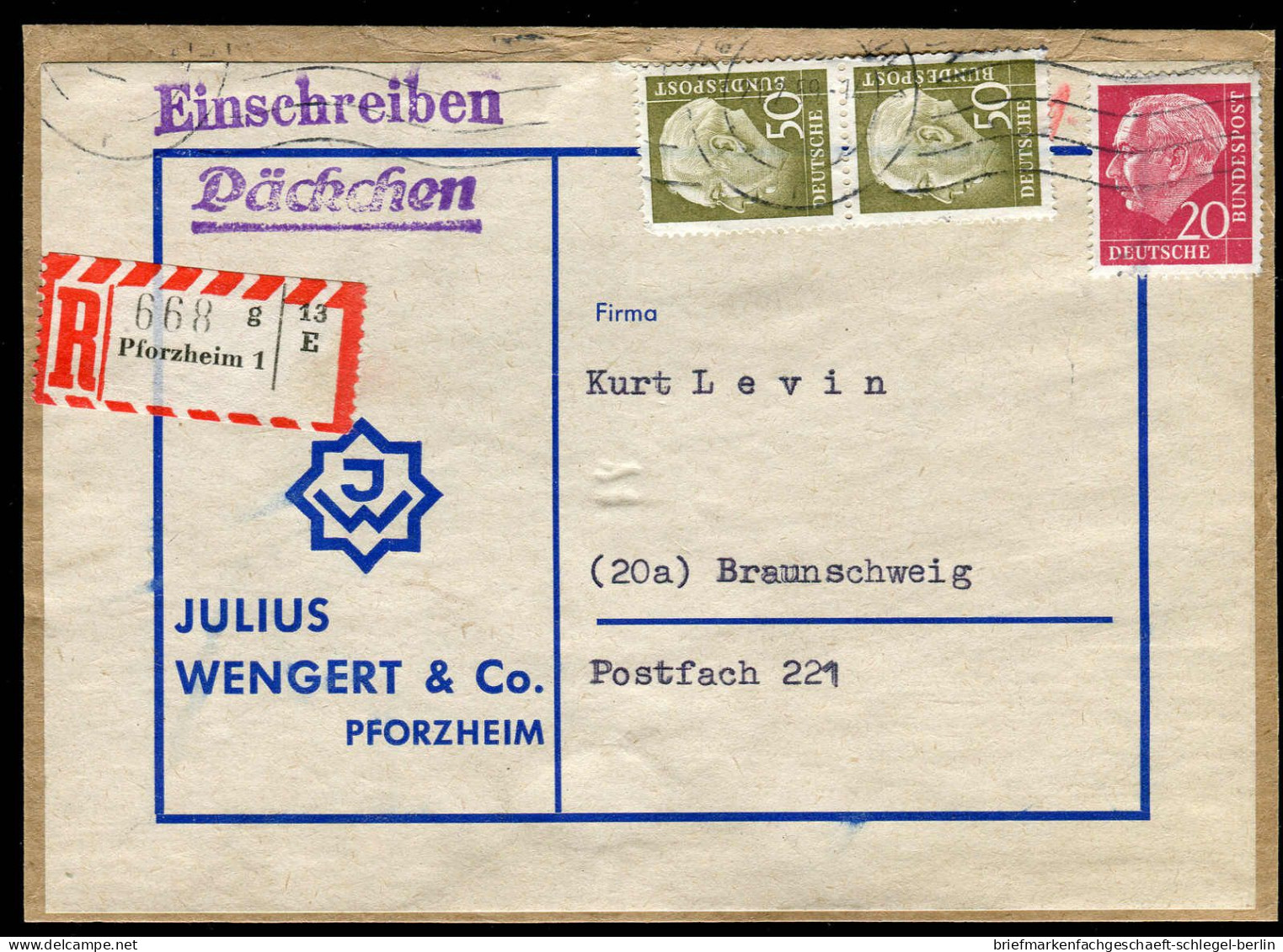 Bundesrepublik Deutschland, 1959, 262 (2), 261(2) + 185, Brief - Autres & Non Classés