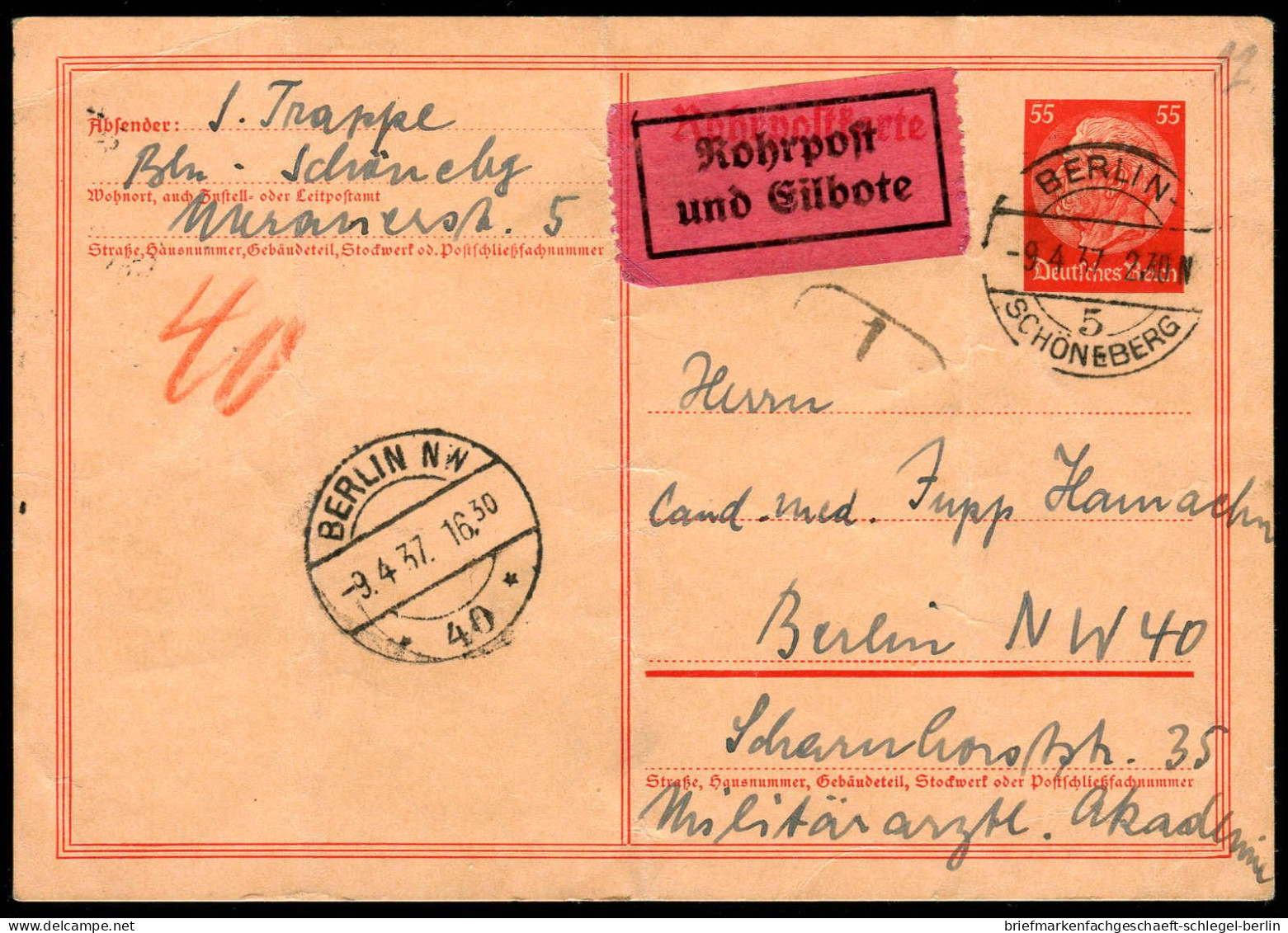 Berliner Postgeschichte, 1937, RP 25, Brief - Autres & Non Classés