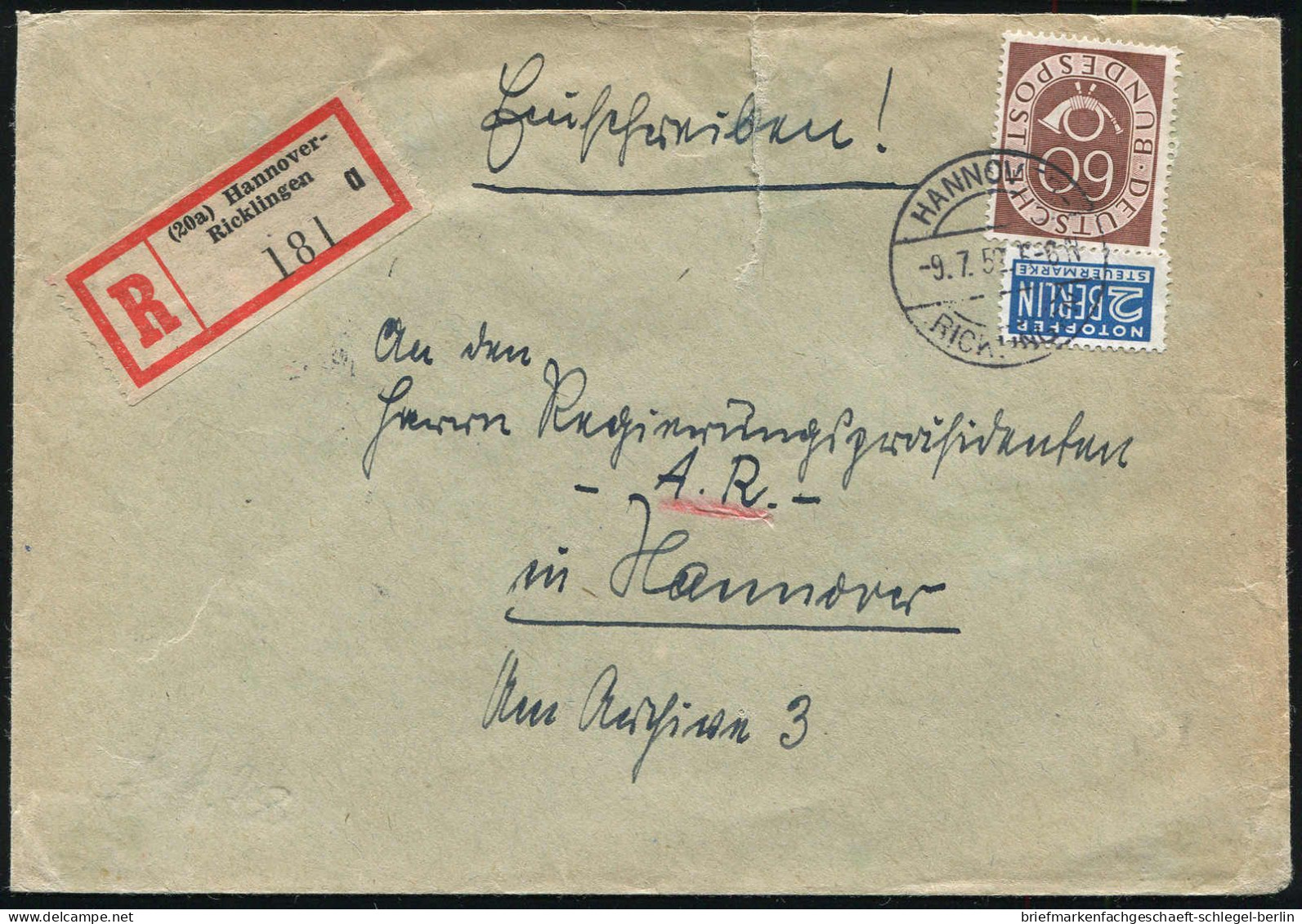 Bundesrepublik Deutschland, 1952, 134 EF, 135 EF, Brief - Otros & Sin Clasificación