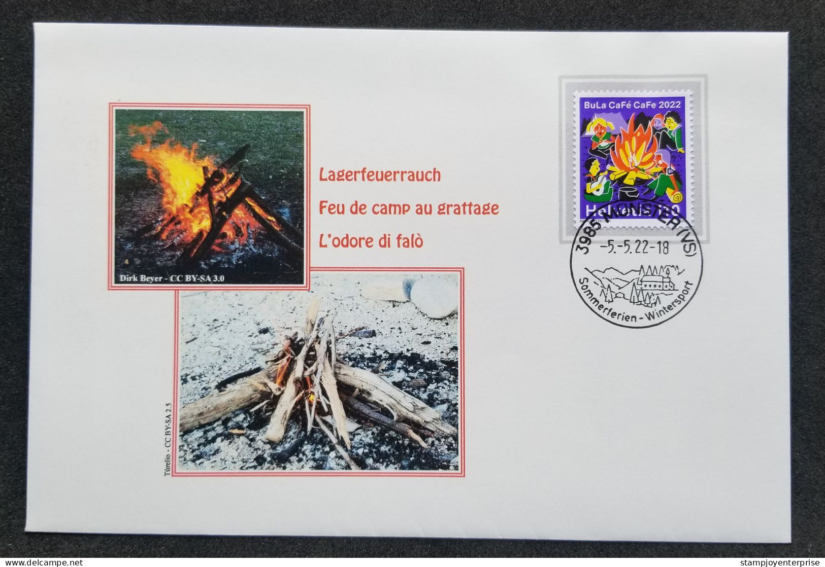 Switzerland National Jamboree Girl Guides Scouts 2022 Scouting Scout Camping (FDC) *Aromatic Campfire Smell *unusual - Lettres & Documents