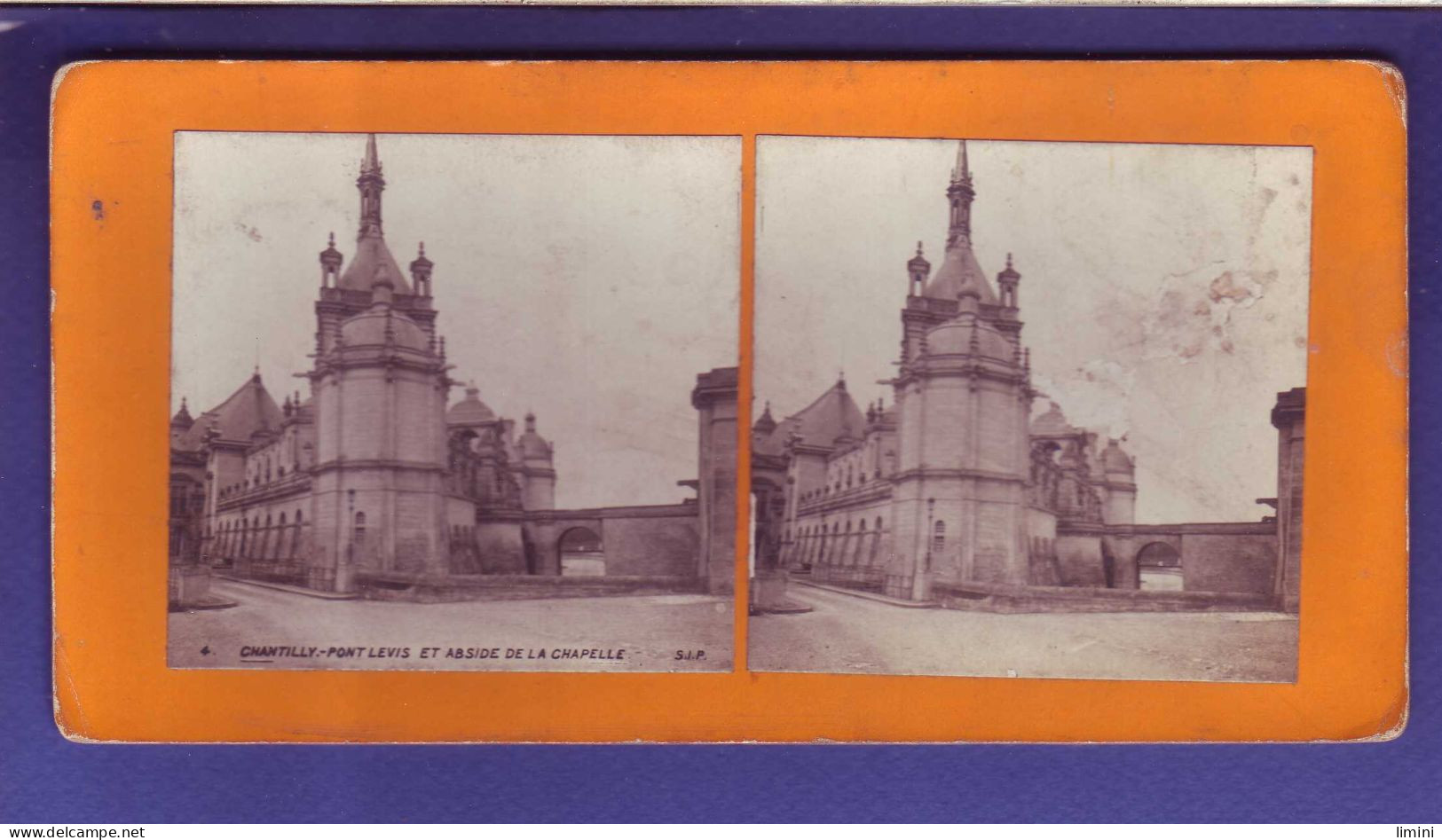 60 - CARTE STÉREOSCOPIQUE - CHANTILLY - PONT LEVIS - ABSIDE De La CHAPELLE - - Chantilly