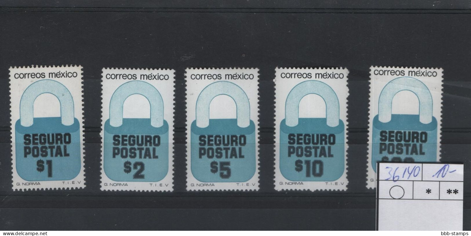 Mexico Michel Cat.No. Postal Insurance Mnh/** 36/40 - Mexiko
