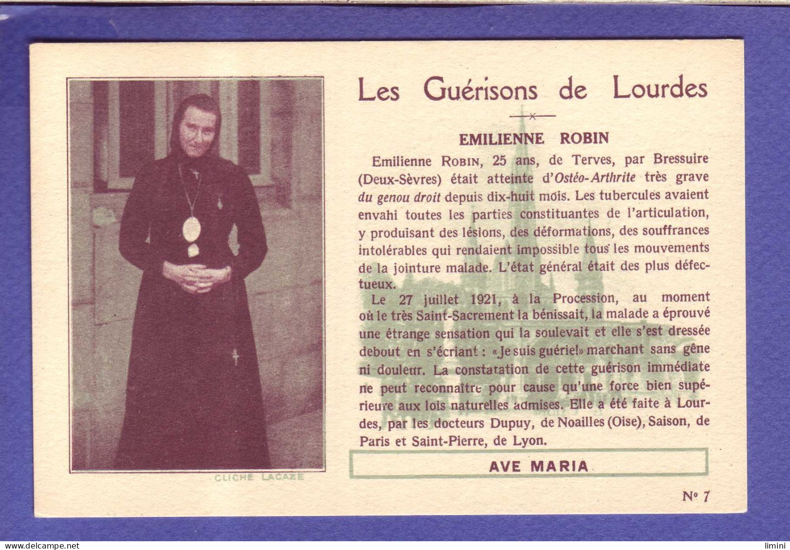 65 - LOURDES - LES GUERISONS De LOURDES - LOT DE SEPT CPA - VOIR SCAN ....  - Lourdes
