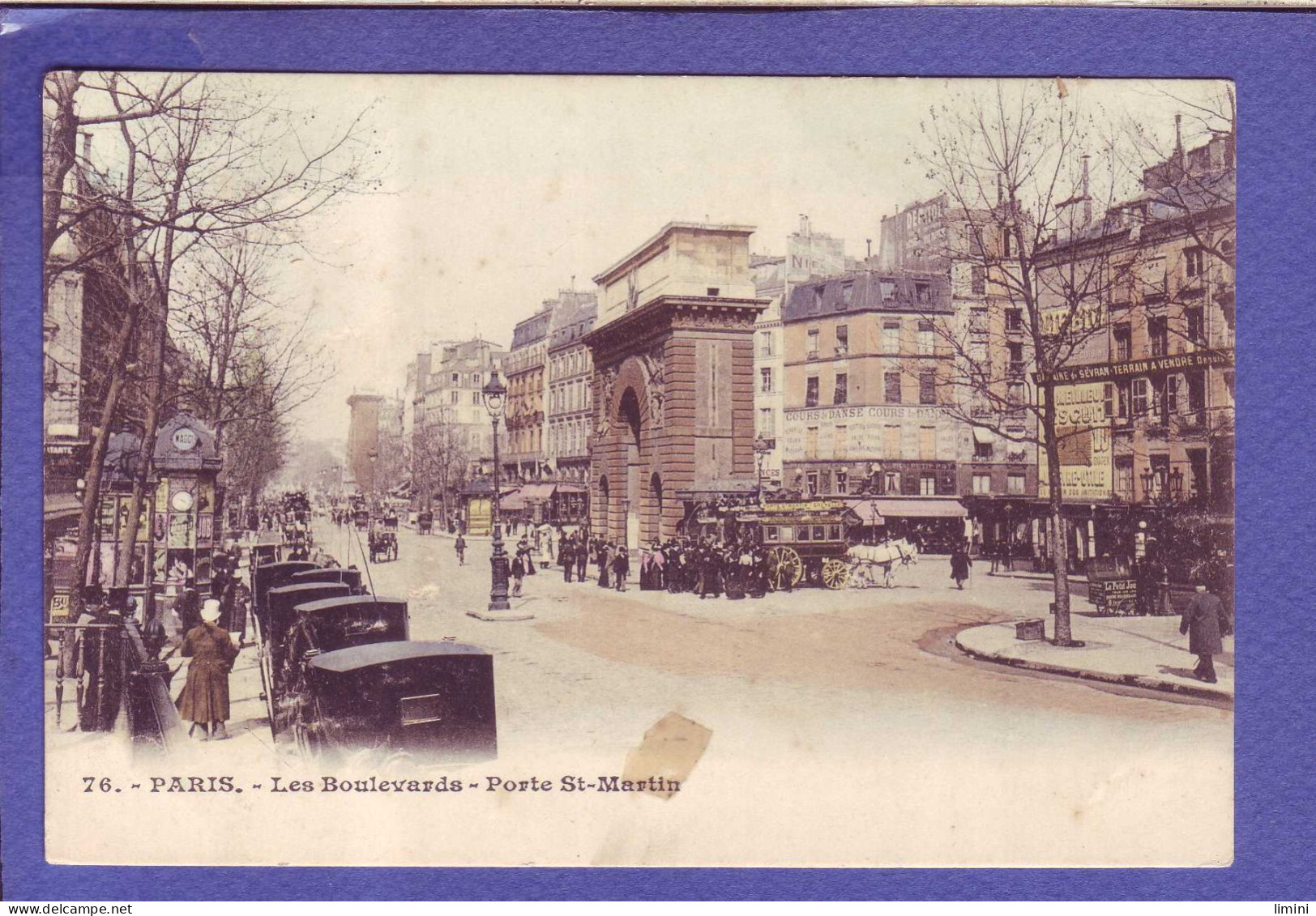 75 - PARIS  - PORTE SAINT MARTIN - Les BOULEVARDS - ATTELAGE - COLORISEE -  - District 10