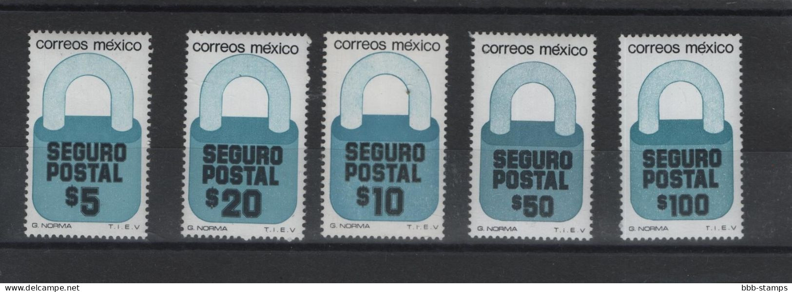 Mexico Michel Cat.No. Postal Insurance Mnh/** 41/45 - Messico