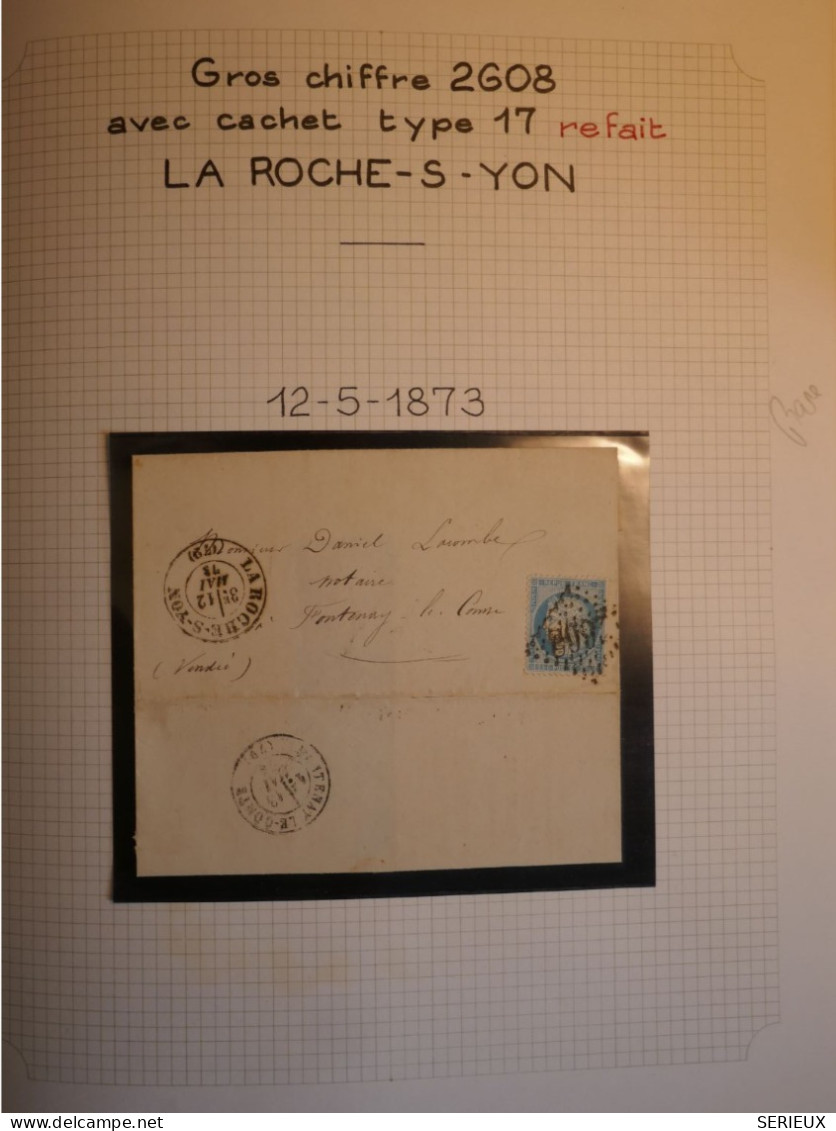 DO17 FRANCE LETTRE  RR 1873 ROCHE S YON + N°60 +CACHET 17 REFAIT   +AFF. INTERESSANT ++ - 1849-1876: Période Classique