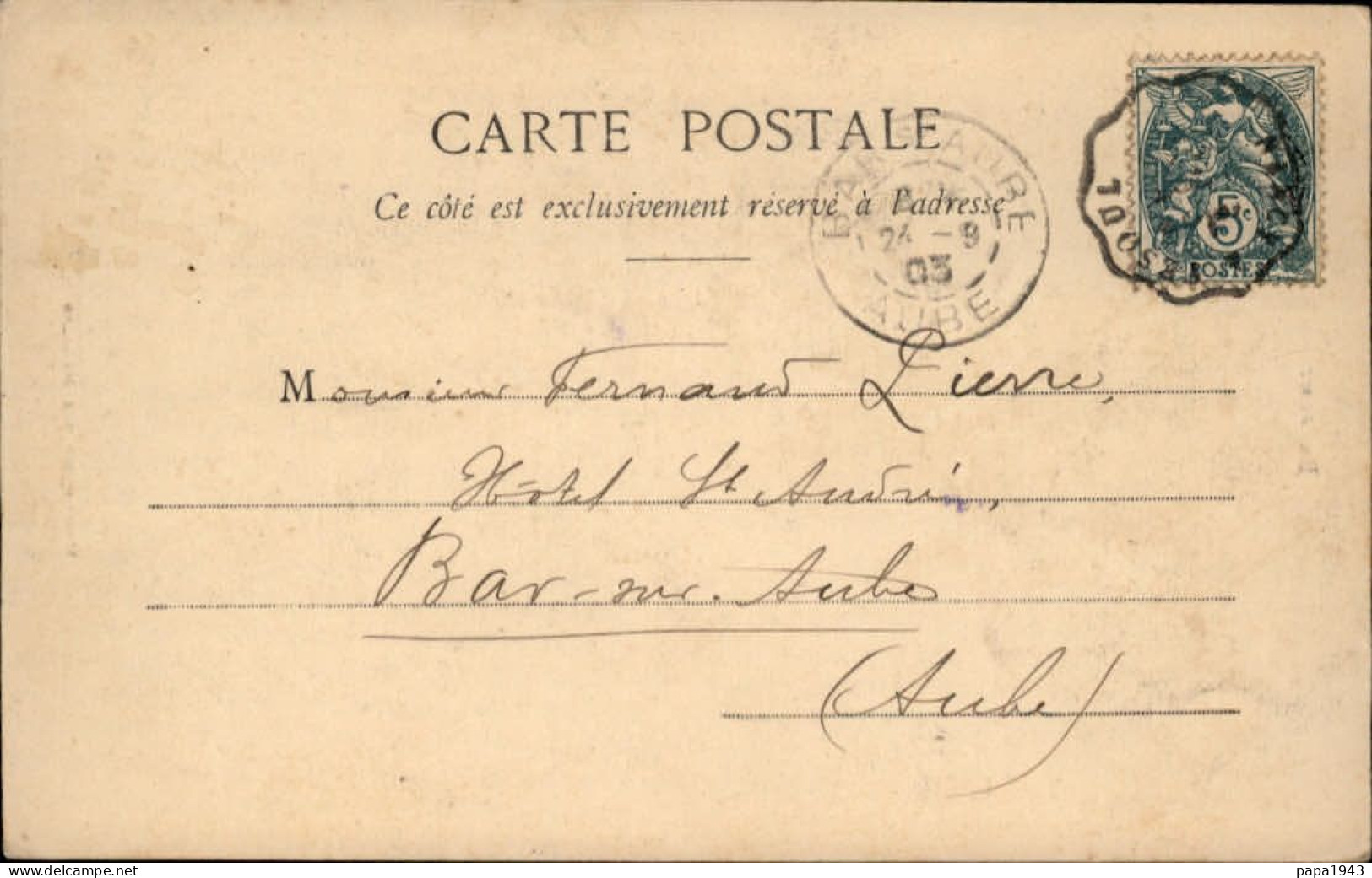 1903  C P  CAD Convoyeur De NANCY à VESOUL Envoyée à BAR Sur AUBE - Briefe U. Dokumente