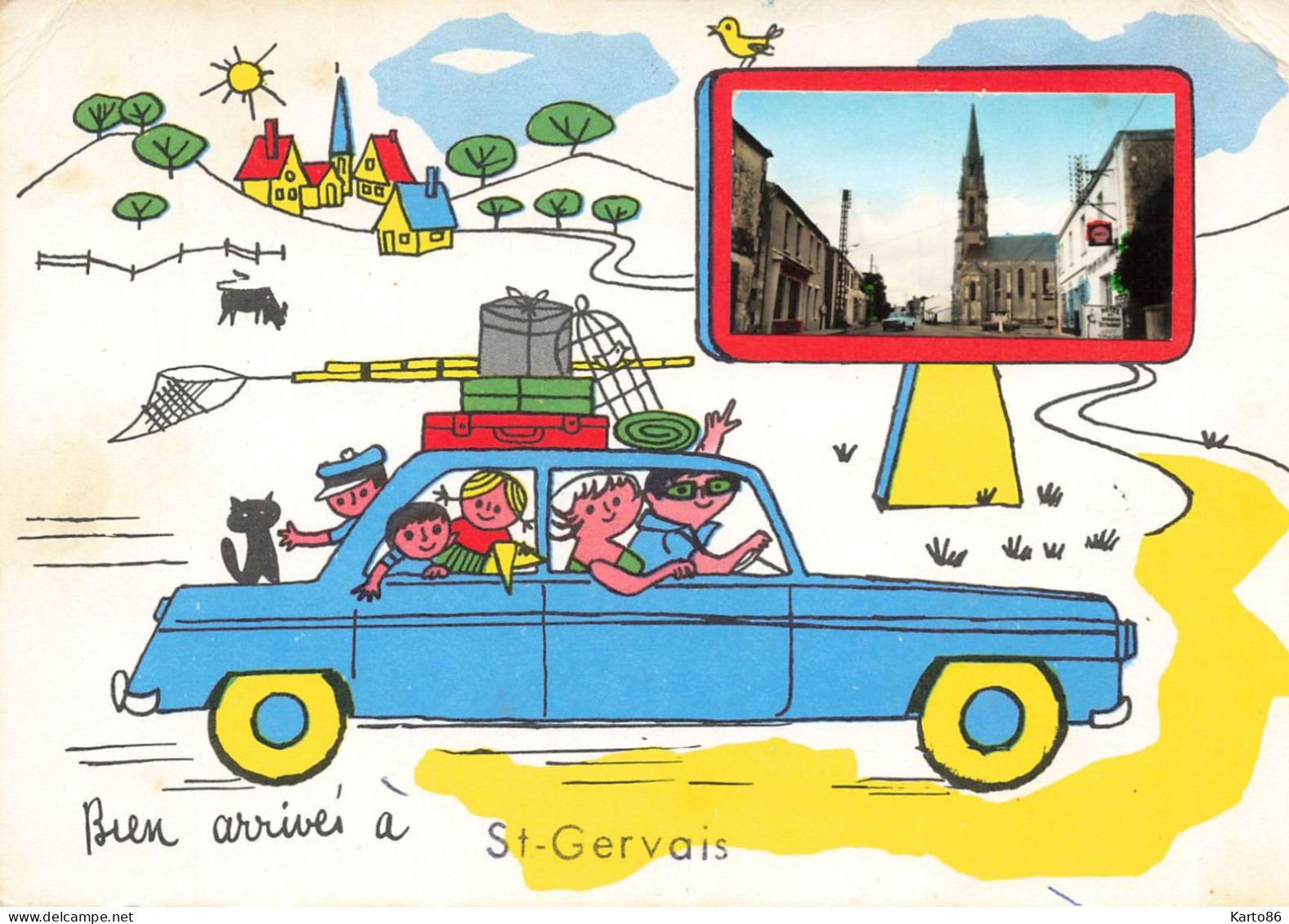 St Gervais , Vendée * CPA Souvenir Du Village + 1 Vue Photo - Other & Unclassified