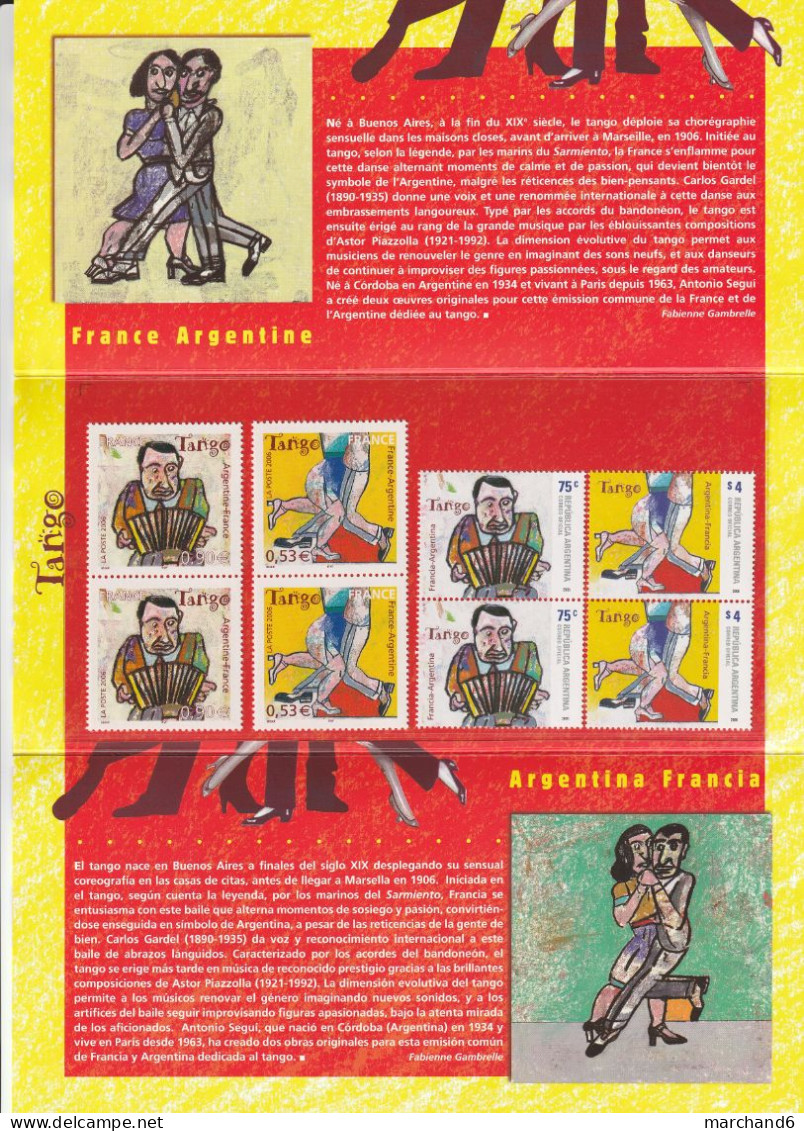 2006 France Argentine Pochette Souvenir N°28 émissions Communes Tango N°3932/33 Et 2614/15 Neuf ** - Autres & Non Classés