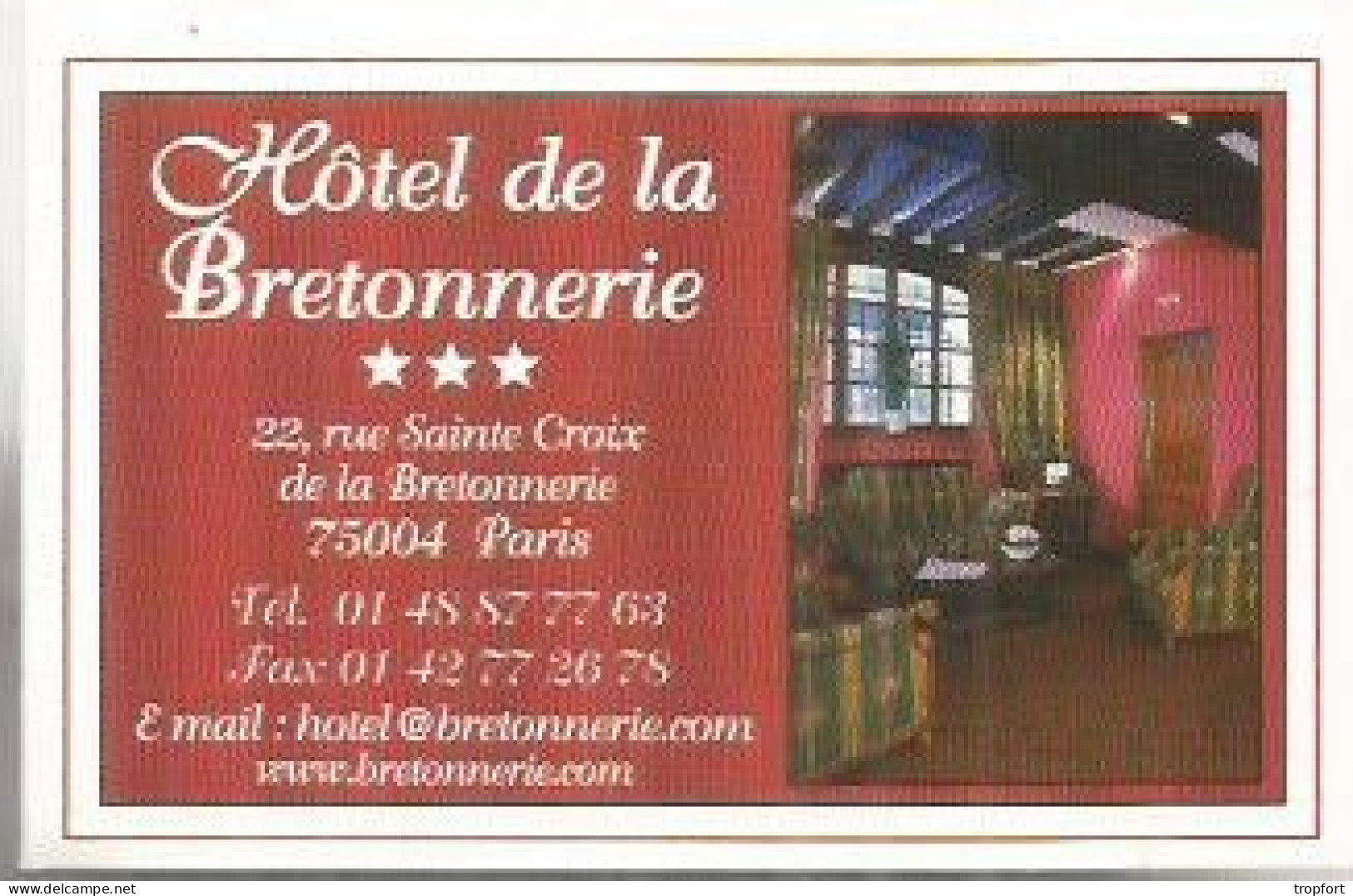 Carte De Visite HOTEL CHOPIN PARIS De La BRETONNERIE  PARIS 75004  75009 - Visitenkarten