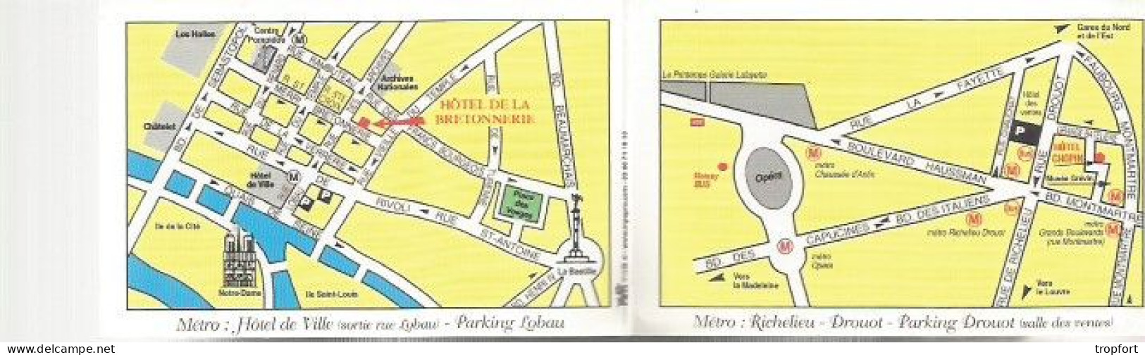 Carte De Visite HOTEL CHOPIN PARIS De La BRETONNERIE  PARIS 75004  75009 - Visitenkarten