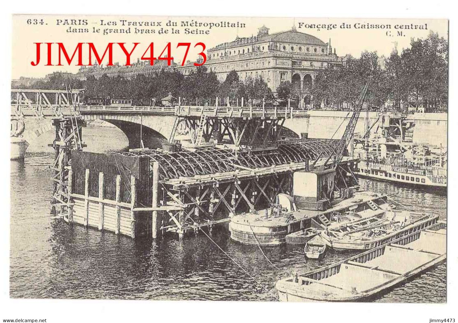 CPA (Repro) PARIS - Les Travaux Du Métropolitain Dans Le Grand Bras De La Seine - Texte Au Dos - Métro Parisien, Gares