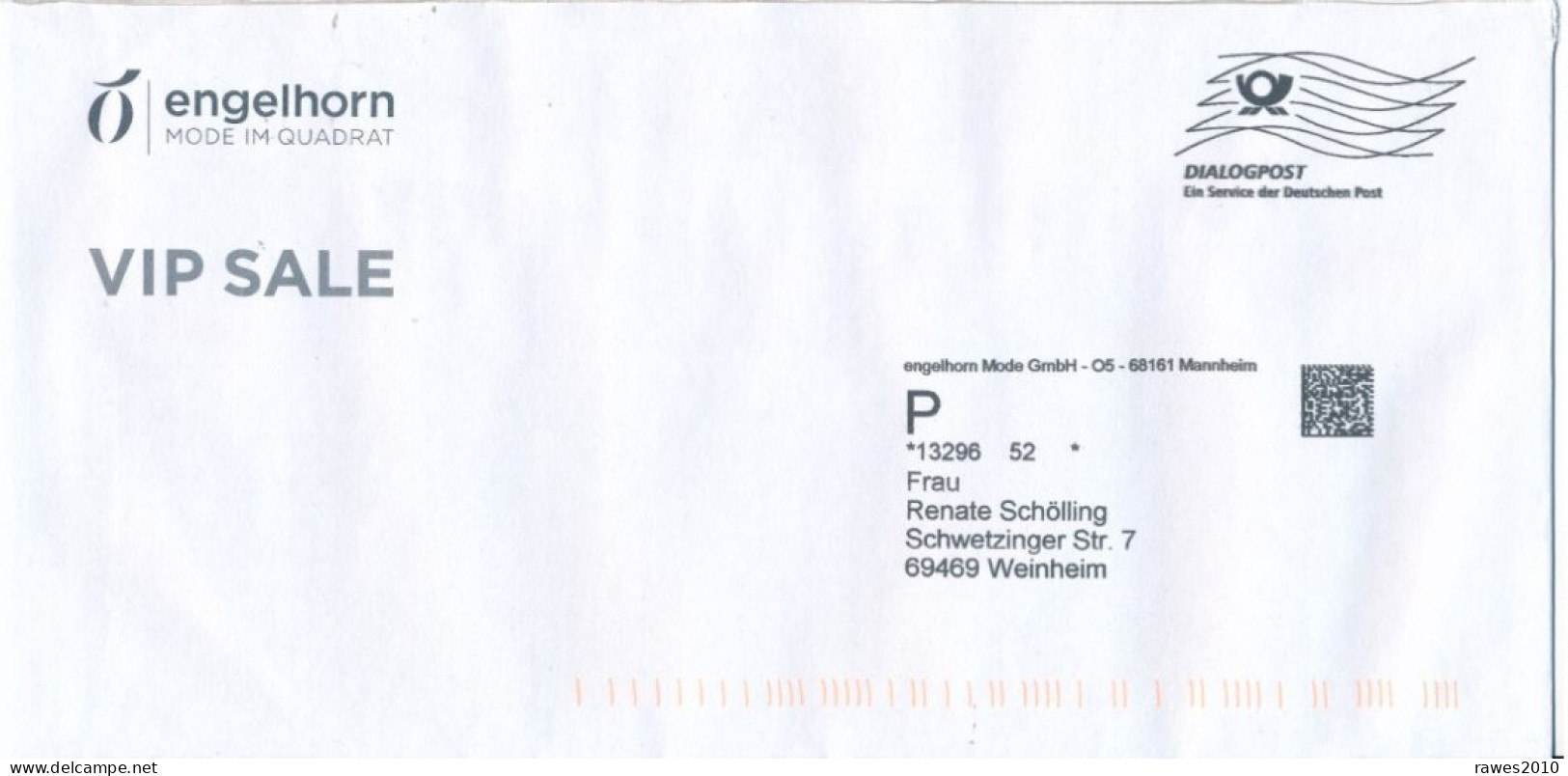 BRD / Bund Mannheim Dialogpost FRW 2024 Engelhorn Mode GmbH VIP Sale - Briefe U. Dokumente