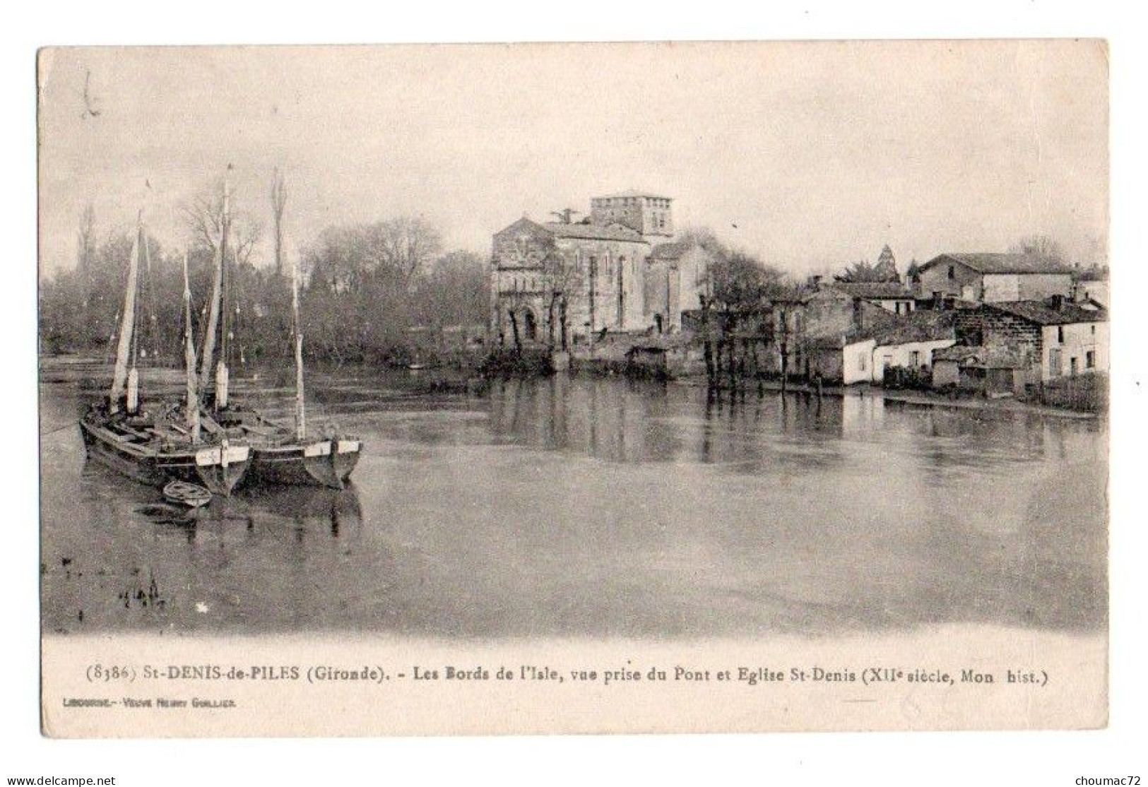 (33) 626, Saint St Denis De Piles, Veuve Henry Guillier 8386, Les Bords De L'Isle, Vue Prise Du Pont Et Eglise St-Denis - Andere & Zonder Classificatie