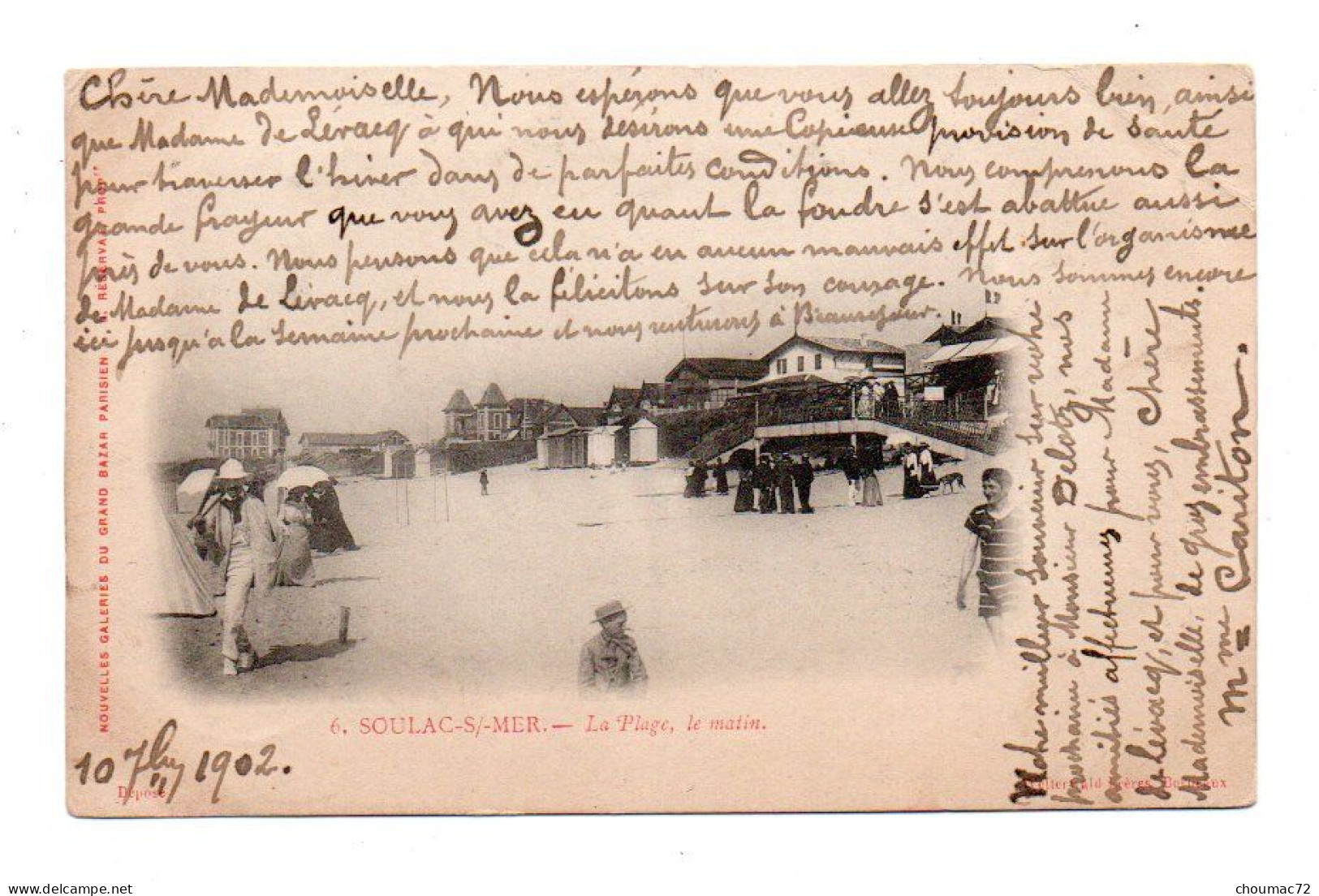 (33) 637, Soulac Sur Mer, Grand Bazar Parisien 6, La Plage, Le Matin, Dos Non Divisé, état !! - Soulac-sur-Mer