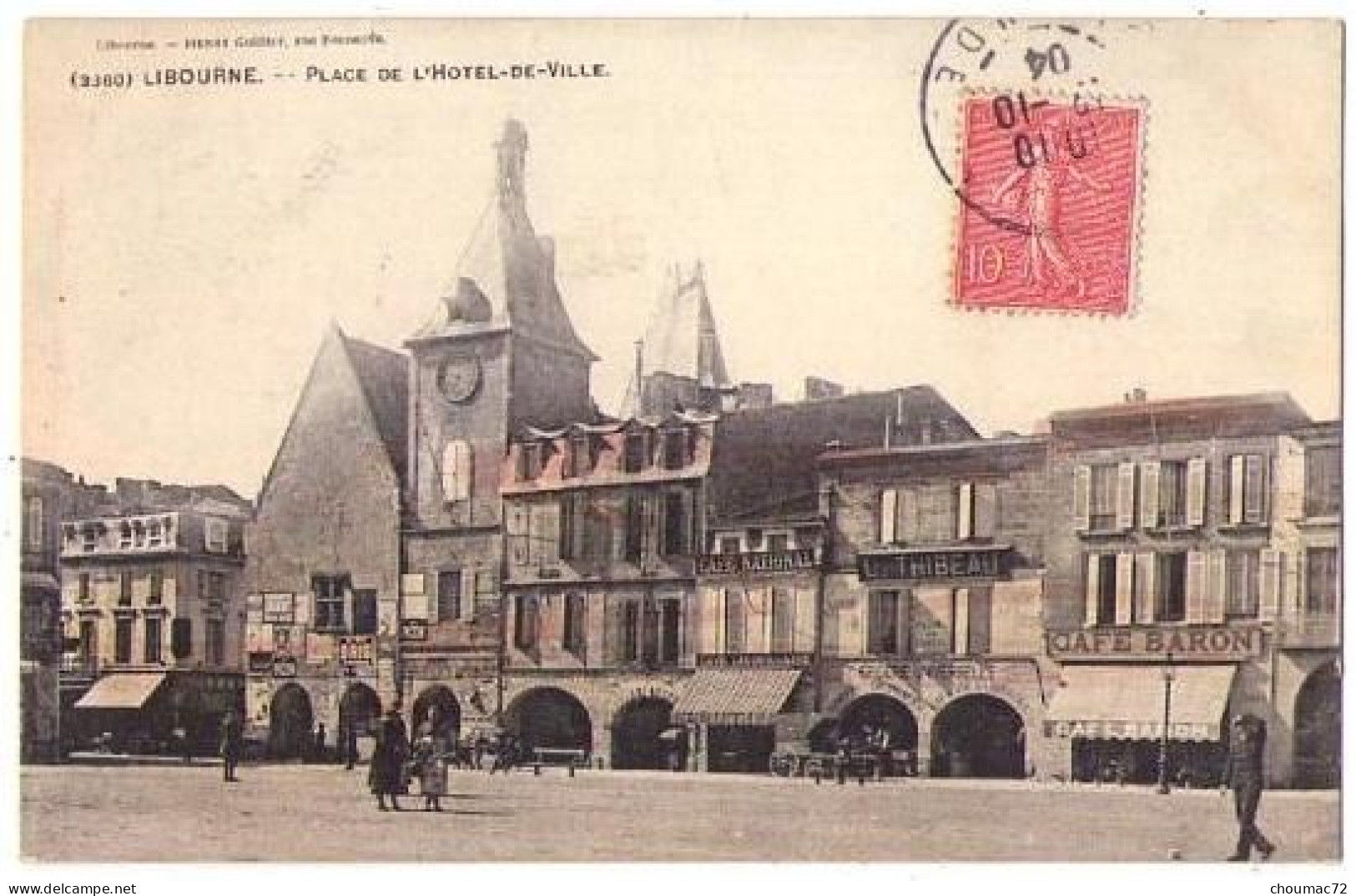 (33) 217, Libourne, Guillier 3360, Place De L'Hotel De Ville, Café Baron, Café National - Libourne