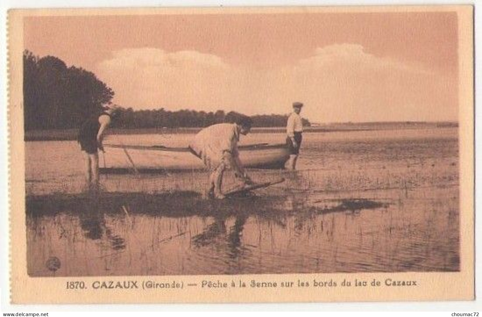 (33) 123, Cazaux, Pons 1870, Pèche à La Senne Sur Les Bords Du Lac De Cazaux, D'un Carnet - Sonstige & Ohne Zuordnung