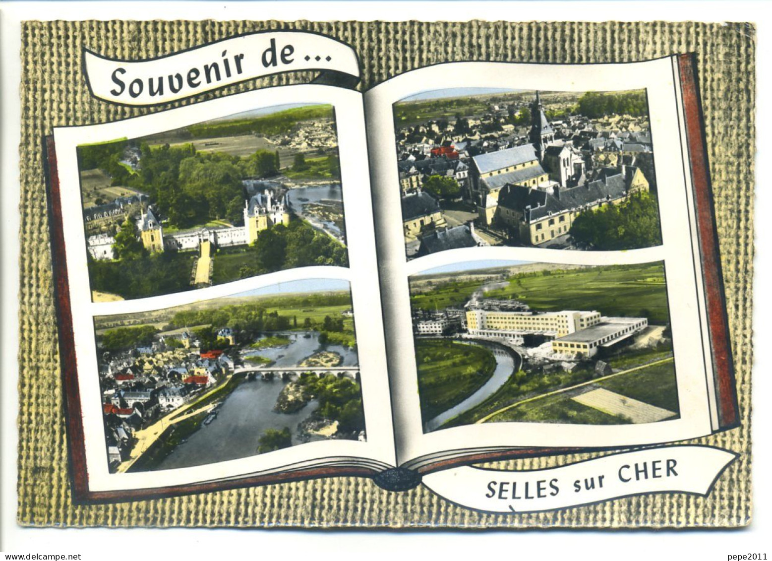 CPSM Multivues 41 - SELLES Sur Cher - Vues Aériennes (Vue D'ensemble, Château, Usine Céramique,...) - Selles Sur Cher