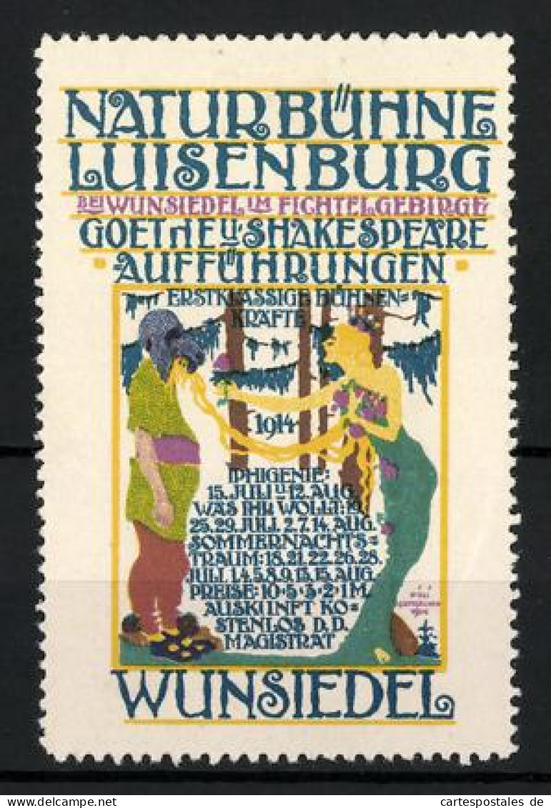 Reklamemarke Wunsiedel, Naturbühne Luisenburg, Aufführungen Von Goethe & Shakespeare  - Erinnophilie