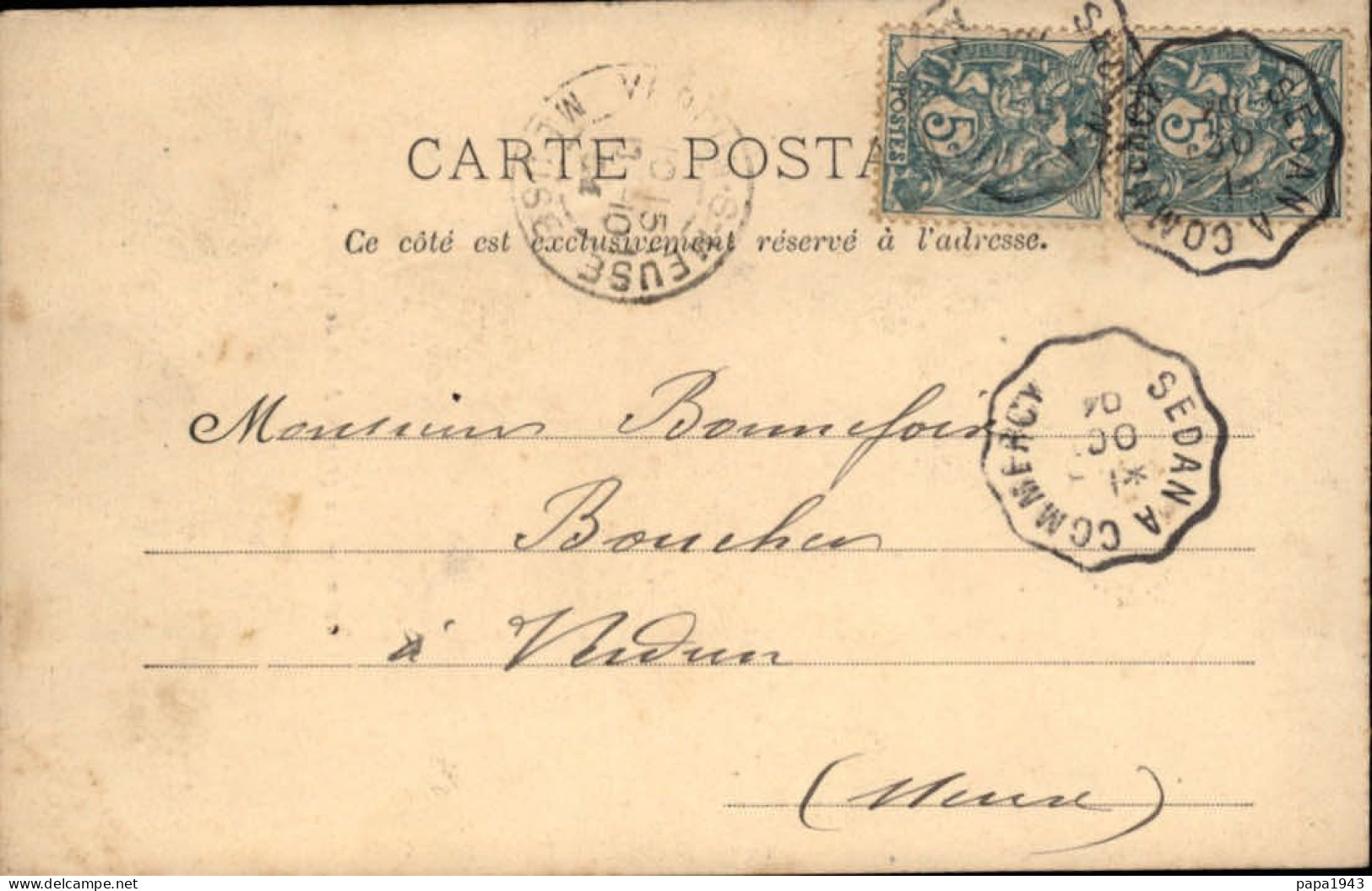 1904  C P  CAD  Convoyeur  De SEDAN à COMMERCY  Envoyée à VERDUN - Brieven En Documenten