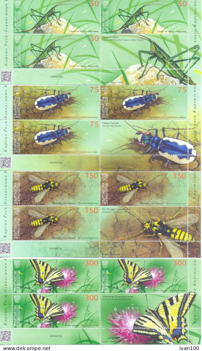 2024.Kyrgyzstan, ,  Red Book, Insects, 2 Sets With Labels,  Mint/** - Kirghizistan