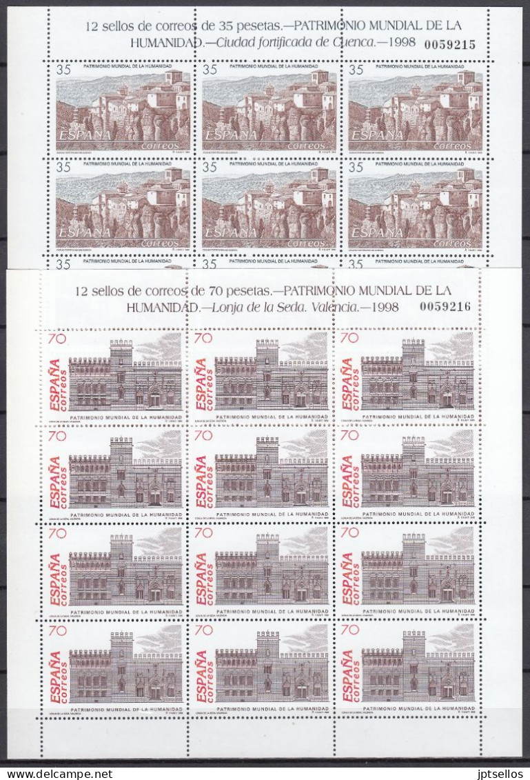 ESPAÑA 1998 Nº 3558/3559 X 12,  M.P. 60/61 NUEVO - Unused Stamps