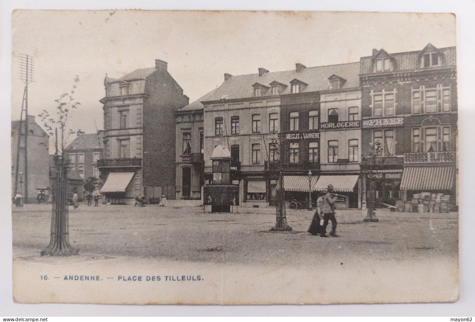 ANDENNE - PLACE DES TILLEUL - PEU FREQUENTE BELLE ANIMATION ET BEAUX TIMBRES 1906  - COMMERCES +++ - Andenne