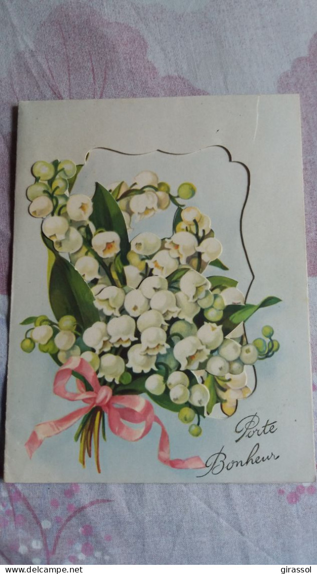 CPSM DOUBLE 4 PANS 3 D RELIEF SYSTEME POP UP MUGUET PORTE BONHEUR  FORMAT 12 PAR 16 CM  JG 1191 2 EME CHOIX DECHIRE - Autres & Non Classés