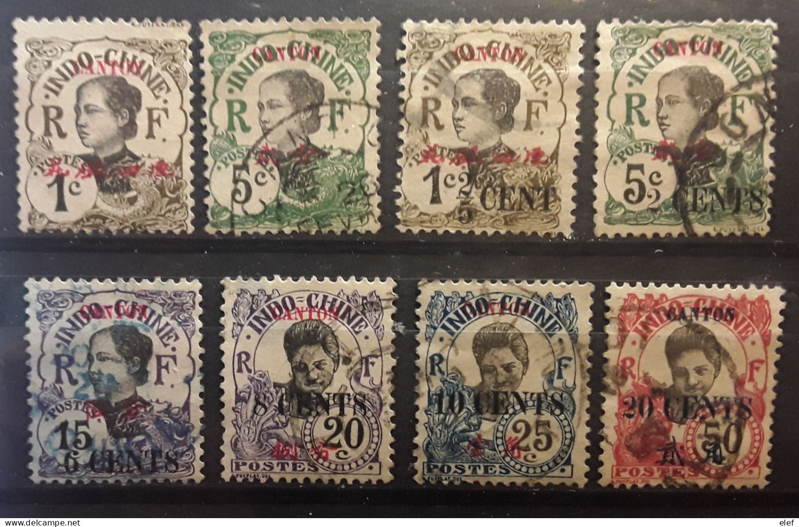 CANTON 1908 - 1919, 8 Timbres Yvert No 50,53,67,70,72,73,74,78, Obl TB - Oblitérés
