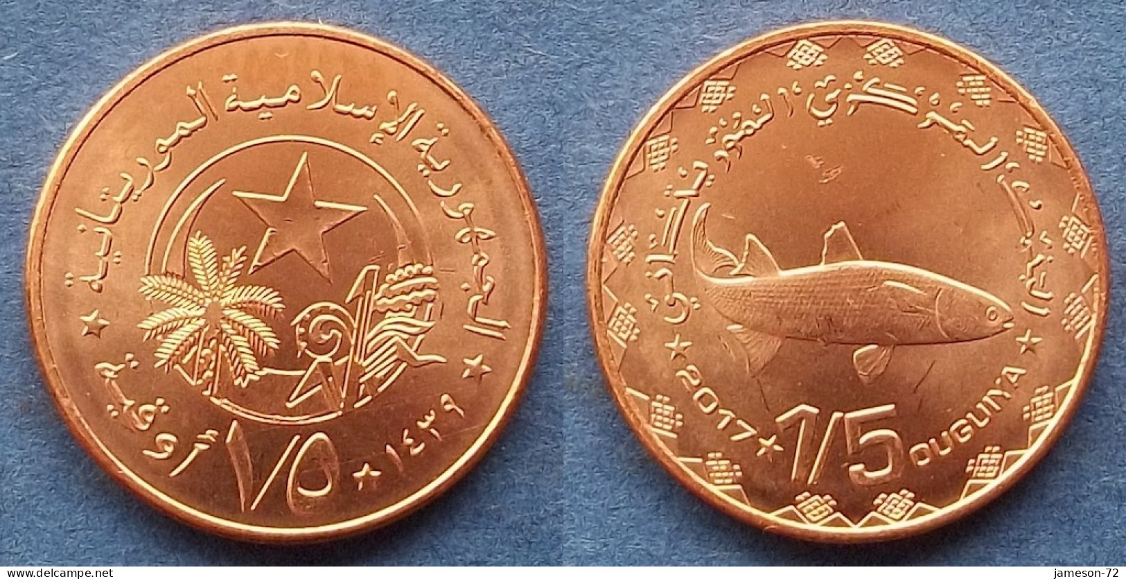 MAURITANIA - 1/5 Ouguiya AH1439 2017AD "Fish" KM# 11 Independent Republic (1960) - Edelweiss Coins - Mauritanie