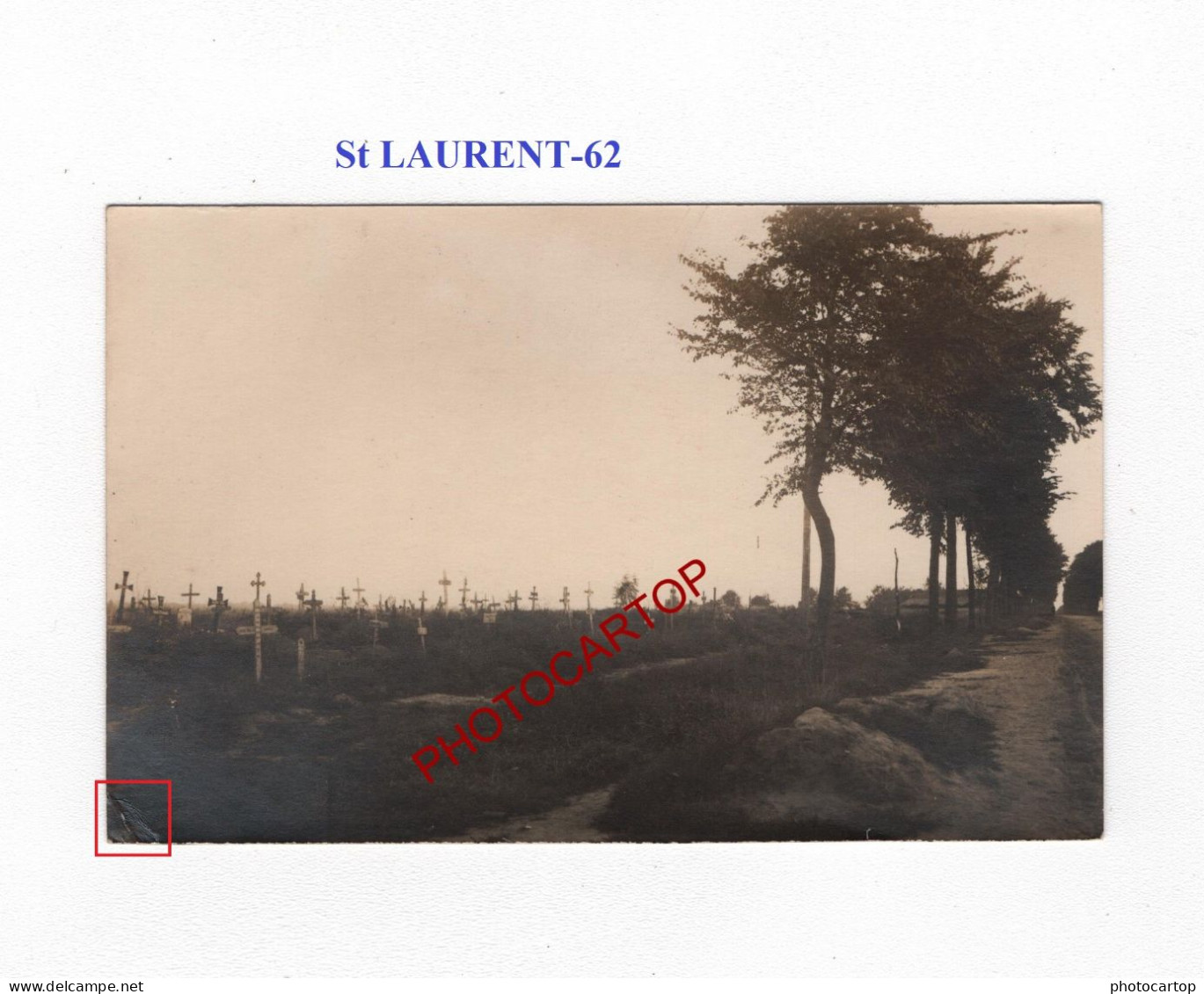 St LAURENT-62-Cimetiere-Tombes-CARTE PHOTO Allemande-GUERRE 14-18-1 WK-MILITARIA- - Oorlogsbegraafplaatsen