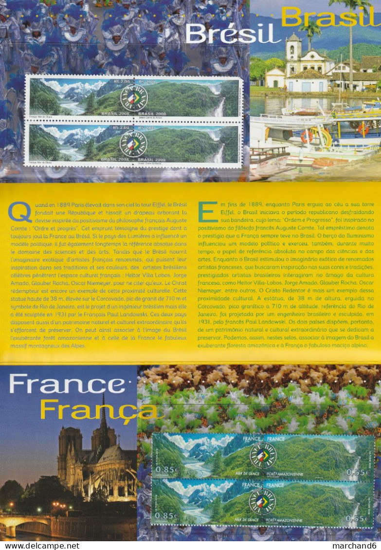 2008 France Brésil Pochette Souvenir N°33 émissions Communes Paysages N°4255/56 Et 3026/27 Neuf ** - Autres & Non Classés