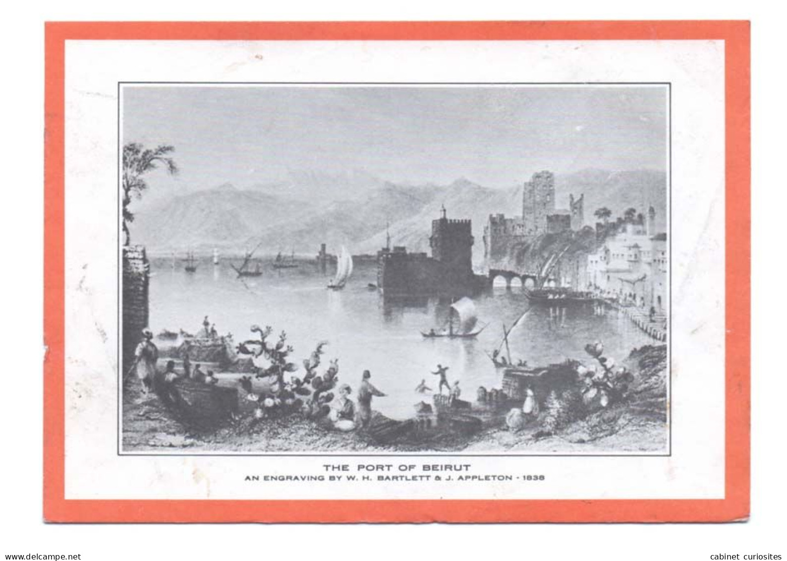 THE PORT OF BEIRUT - Art Engraving By W. H. Bartlett & J. Appletown In 1838 - Le Port De Beyrouth - Liban - Libanon