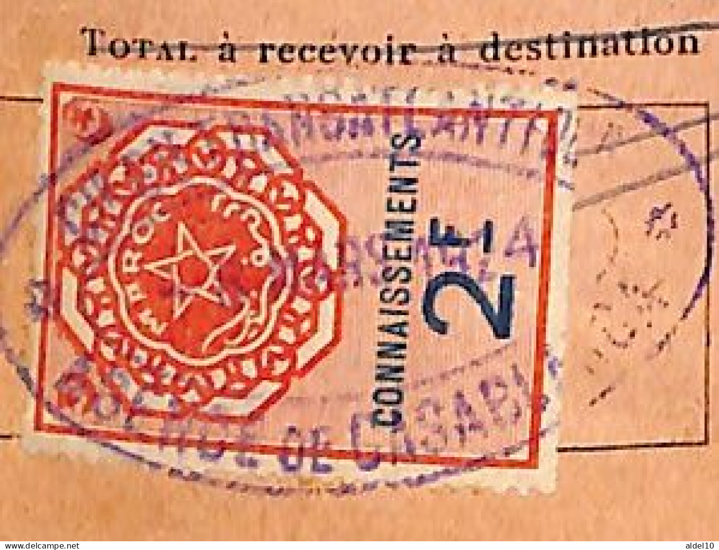 Connaissement  Casablanca à Bordeaux 1924 Avec Timbre Fiscal Connaissement Royaume Maroc 2 F Et France 1 F 2/10 - Covers & Documents