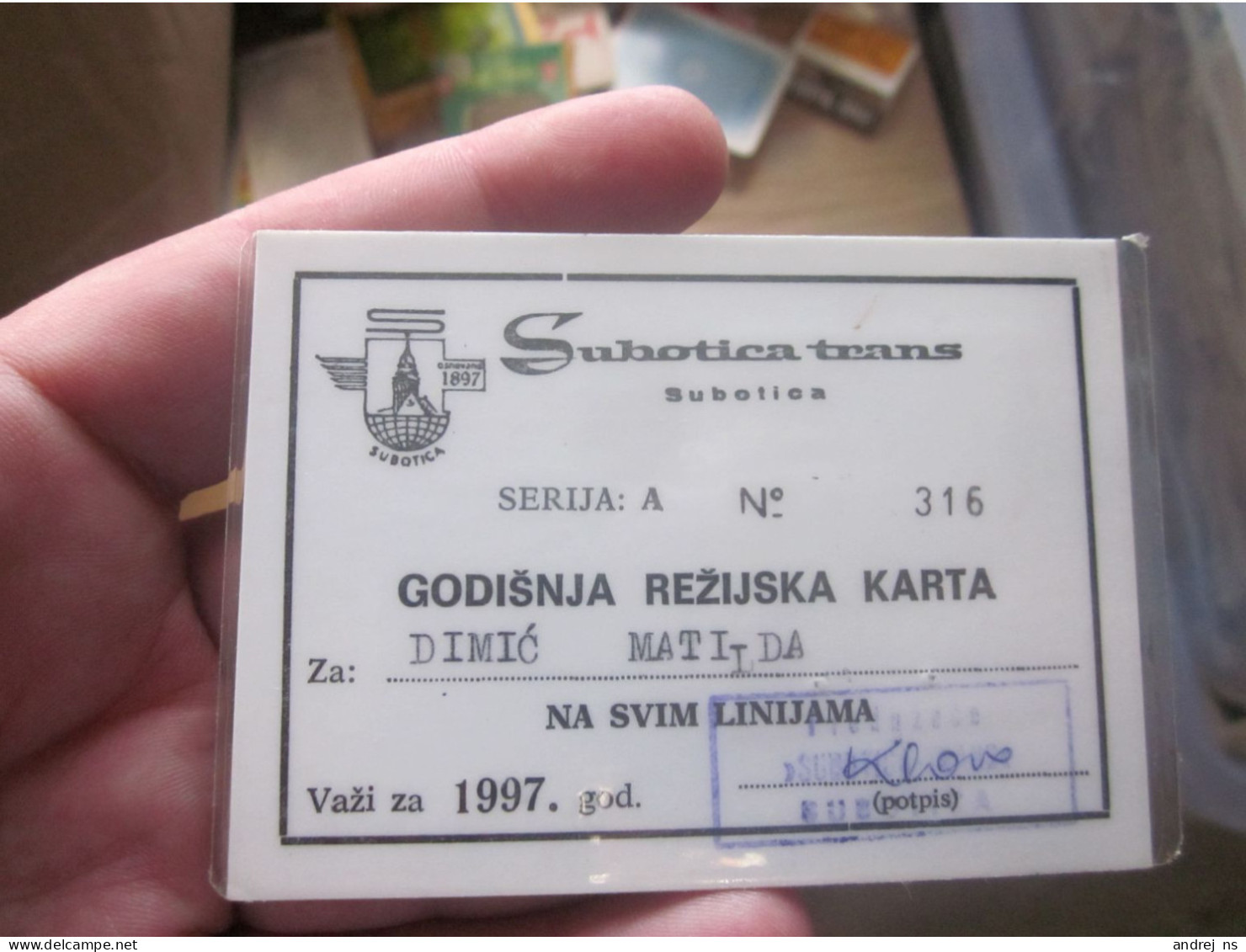 Subotica Trans Godisnja Reijska Karta Annual Ticket - Europe