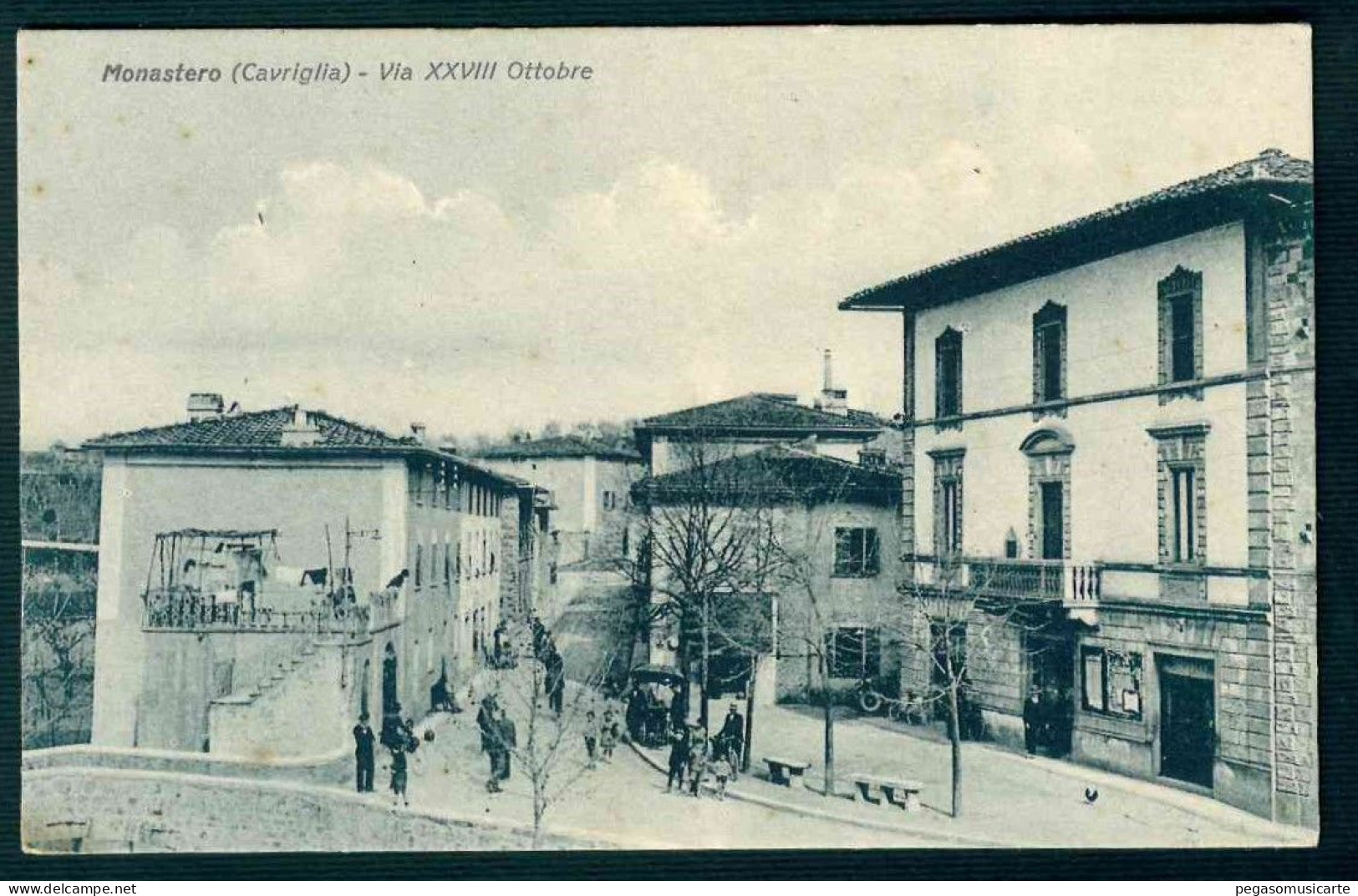 BK030 MONASTERO - CAVRIGLIA - VIA XXVIII OTTOBRE ANIMATA AREZZO 1920 CIRCA - Autres & Non Classés