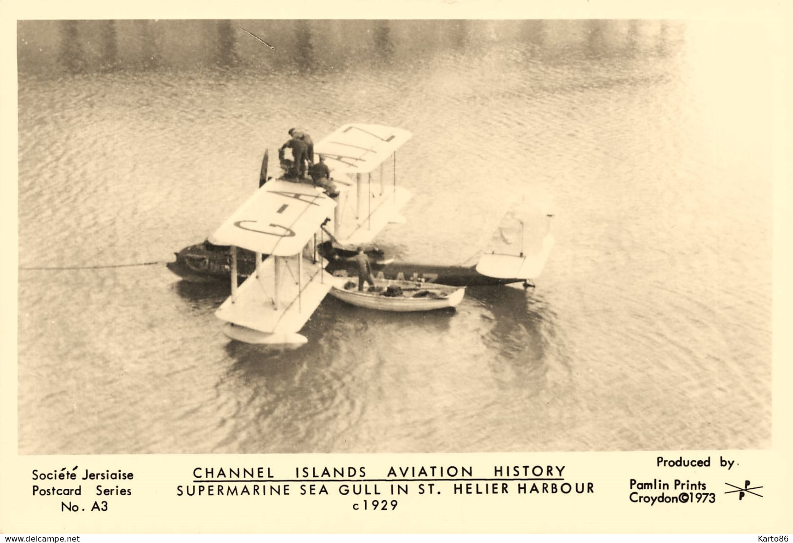 St. Helier , Jersey * Carte Photo Aviation * Avion Supermarine Sea Gull , Harbour * Hydravion - St. Helier