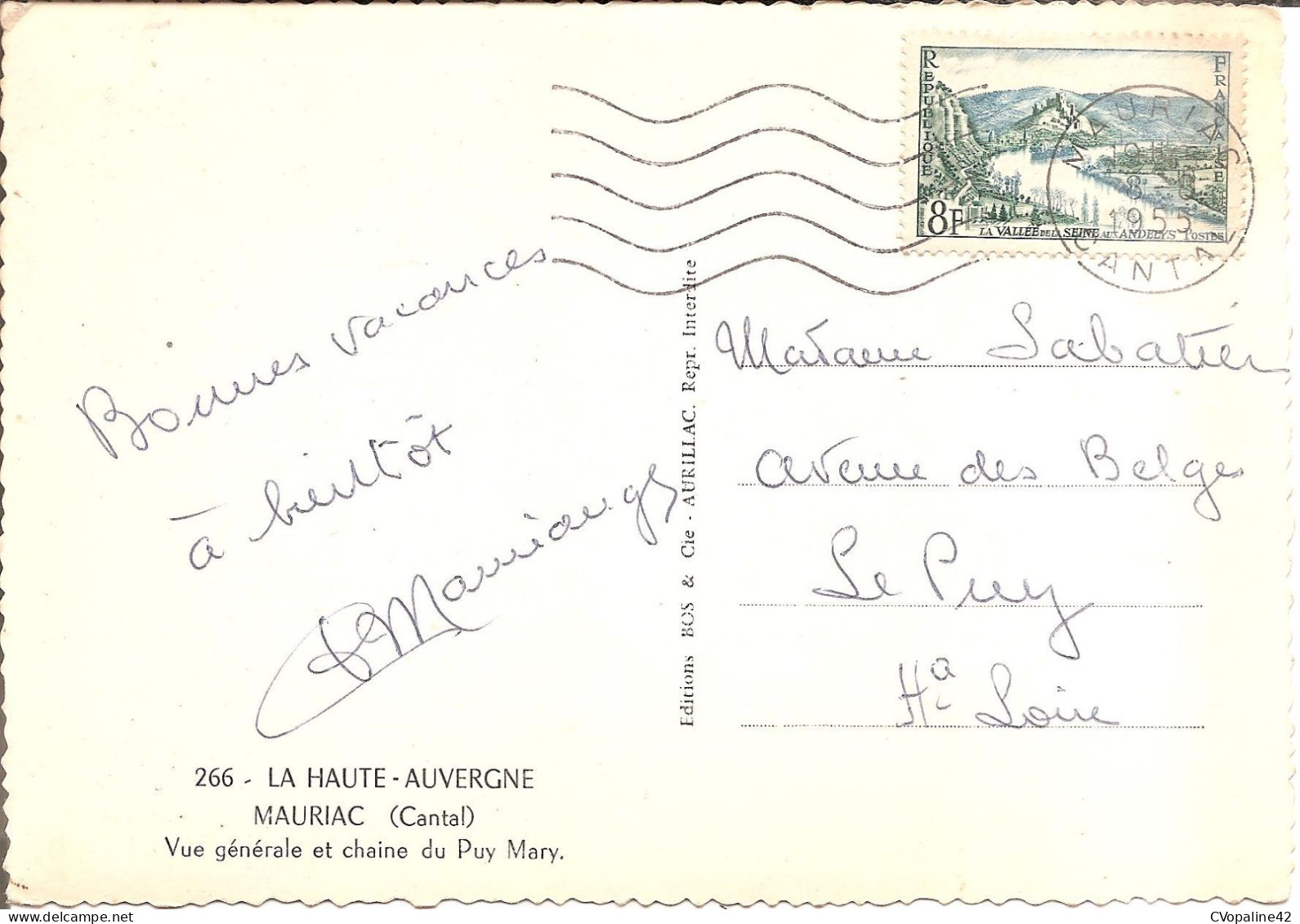 MAURIAC (15) Vue Générale Et Chaine Du Puy Mary En 1955  CPSM  GF - Mauriac