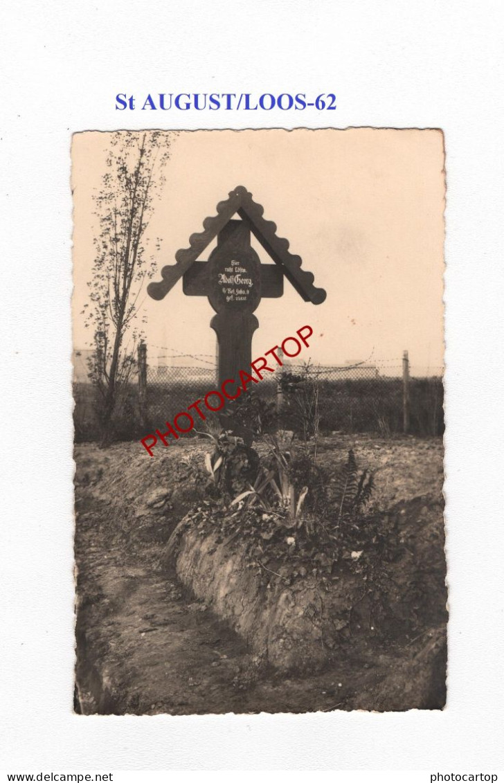 St AUGUST/LOOS-62-Cimetiere-Tombes-CARTE PHOTO Allemande-GUERRE 14-18-1 WK-MILITARIA- - Cimetières Militaires