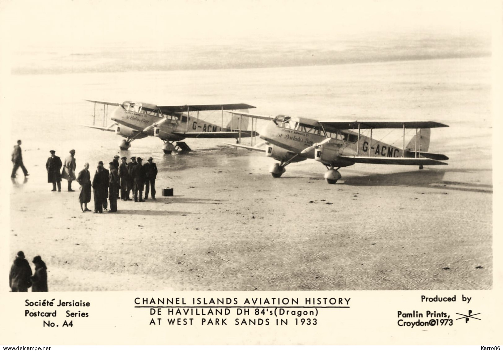 Jersey * Carte Photo Aviation * Avion De Havilland DH 84's  ( Dragon ) At West Park Sands - Sonstige & Ohne Zuordnung