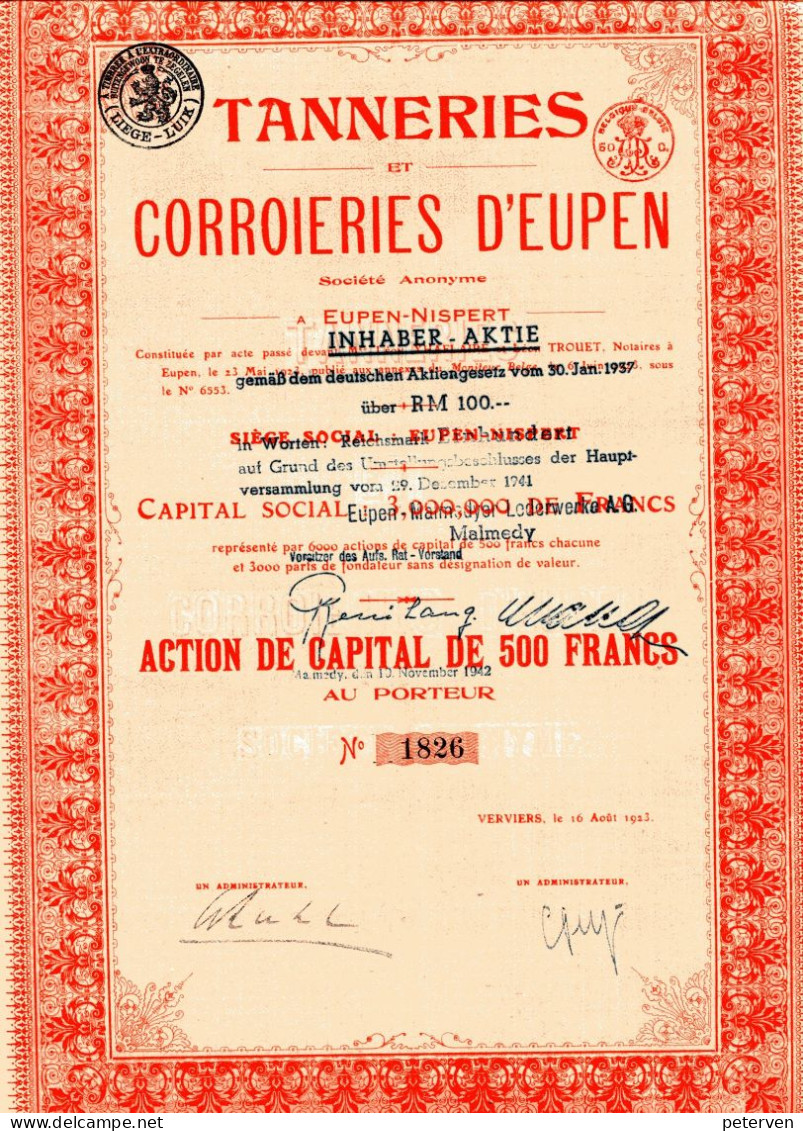 TANNERIES Et CORROIERIES D'EUPEN - Eupen-Malmedyer Lederwerke A.G. (1941) - Textile