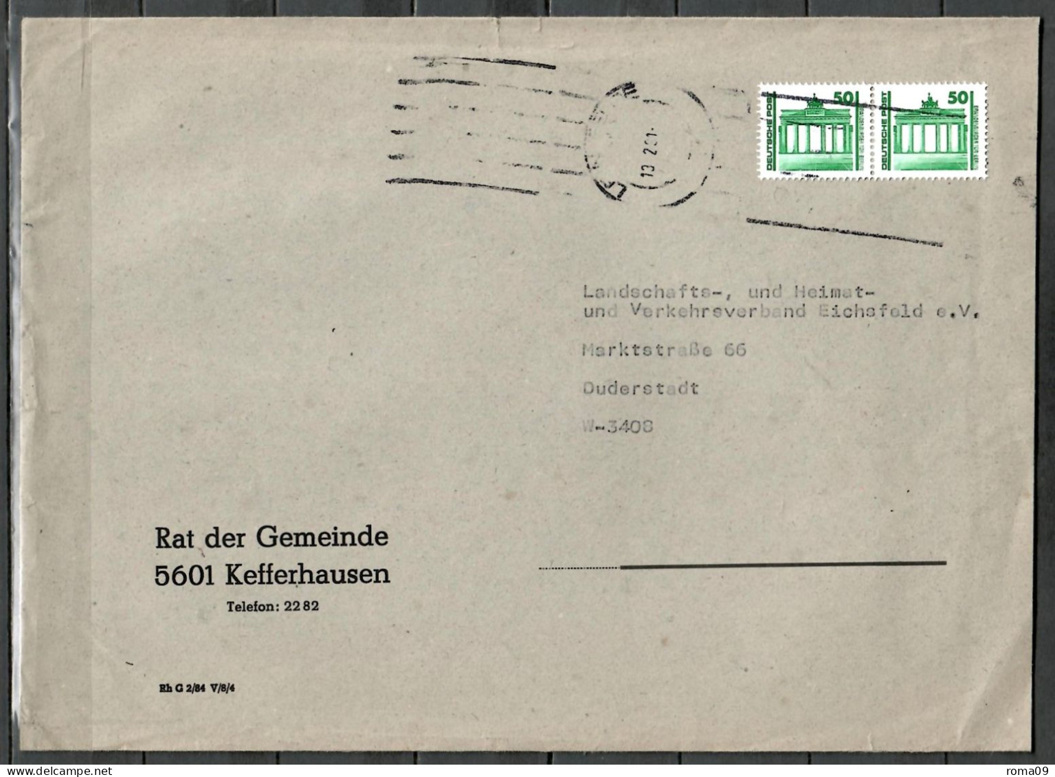 MiNr. 3346 (2x); Brandenburger Tor, Auf Portoger. Brief Von Leinefelde Nach Duderstadt; C-162 - Covers & Documents