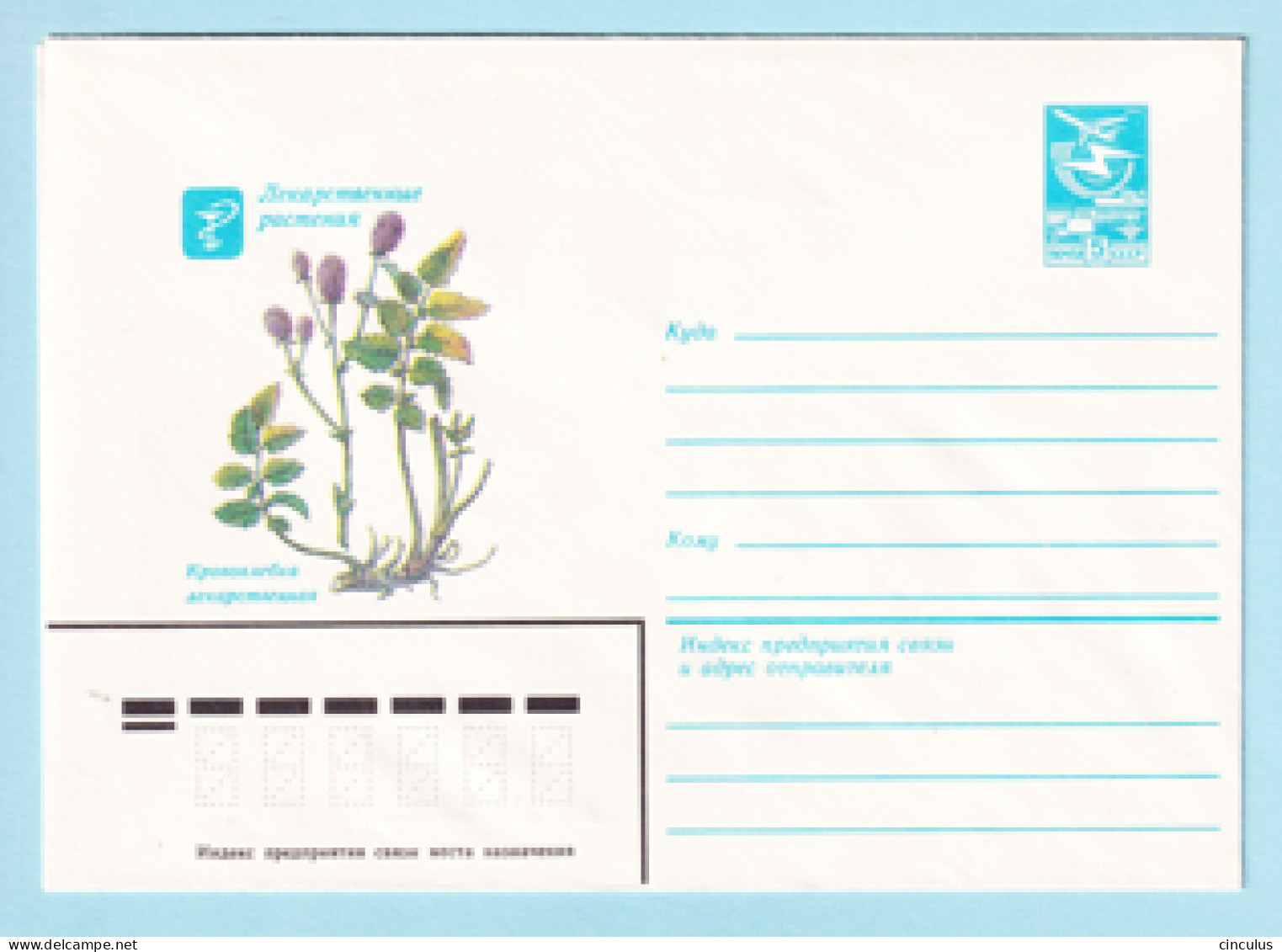 USSR 1983.1207. Pink Tanna (Sanguisorba Officinalis). Prestamped Cover, Unused - 1980-91